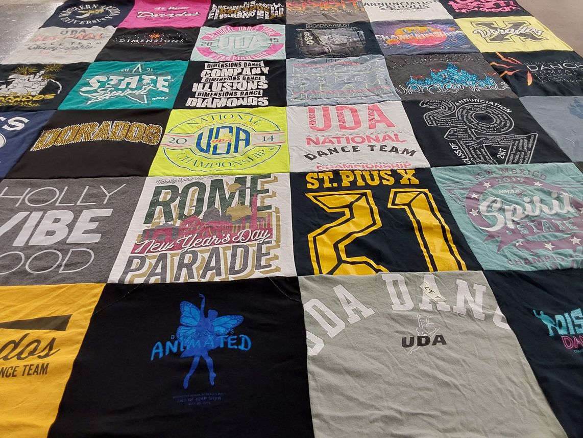 T-shirt quilt from st. pius x high school by Rosanne from NM