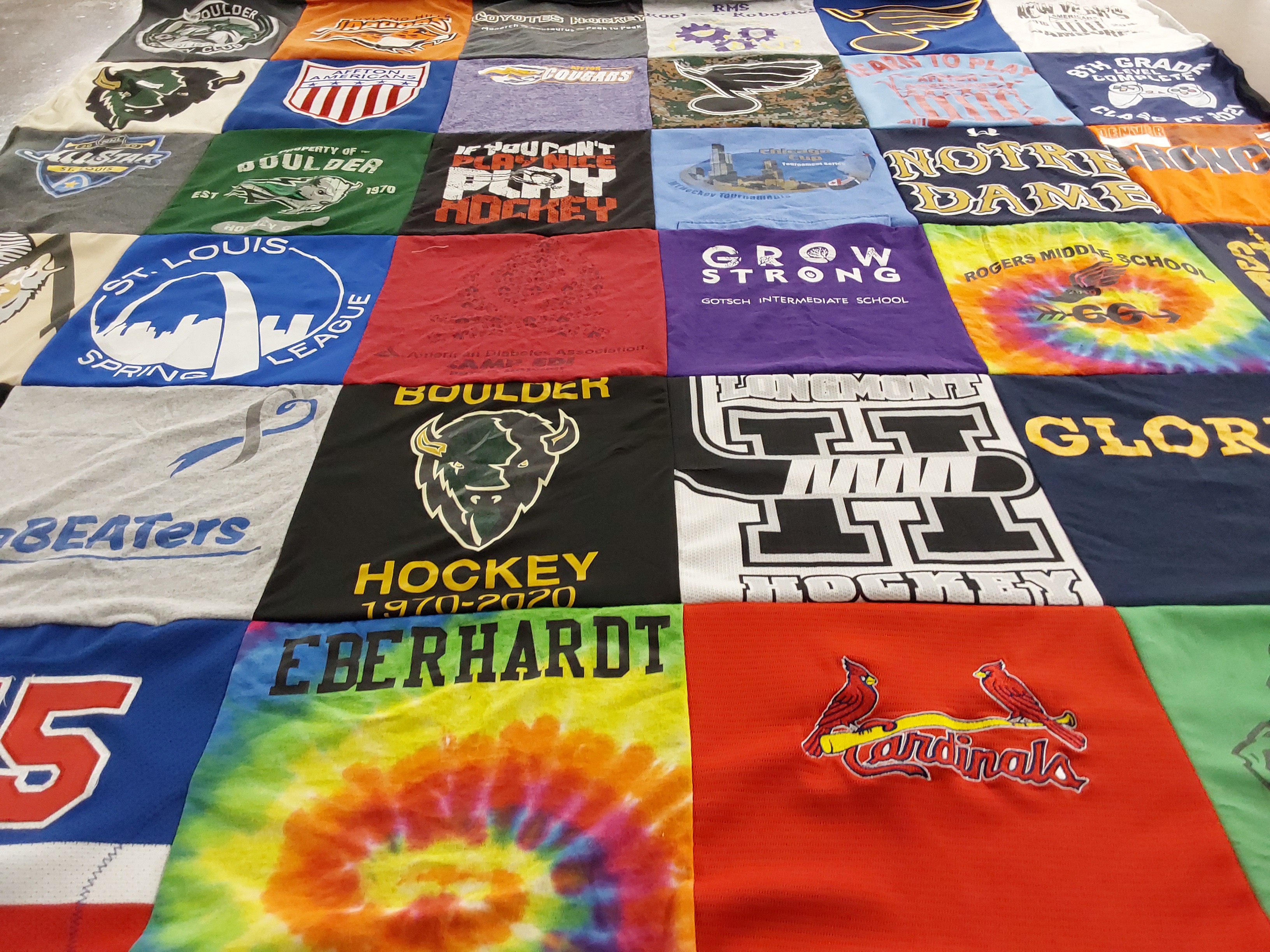 T-shirt quilt featuring boulder hockey, longmont high school hockey by Angela from CO