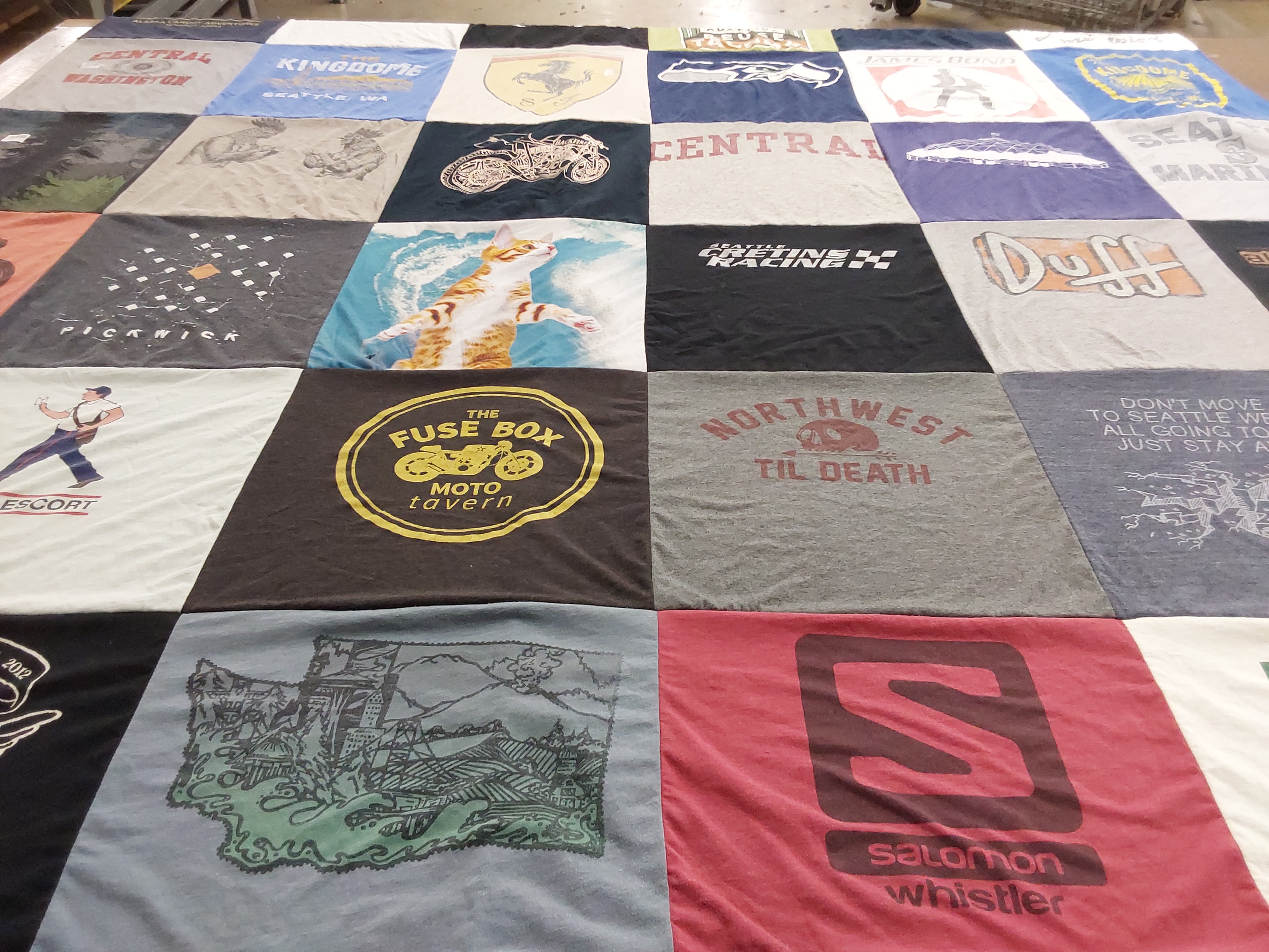 T-shirt quilt with motorcycle culture, local pride themes by Neil from WA