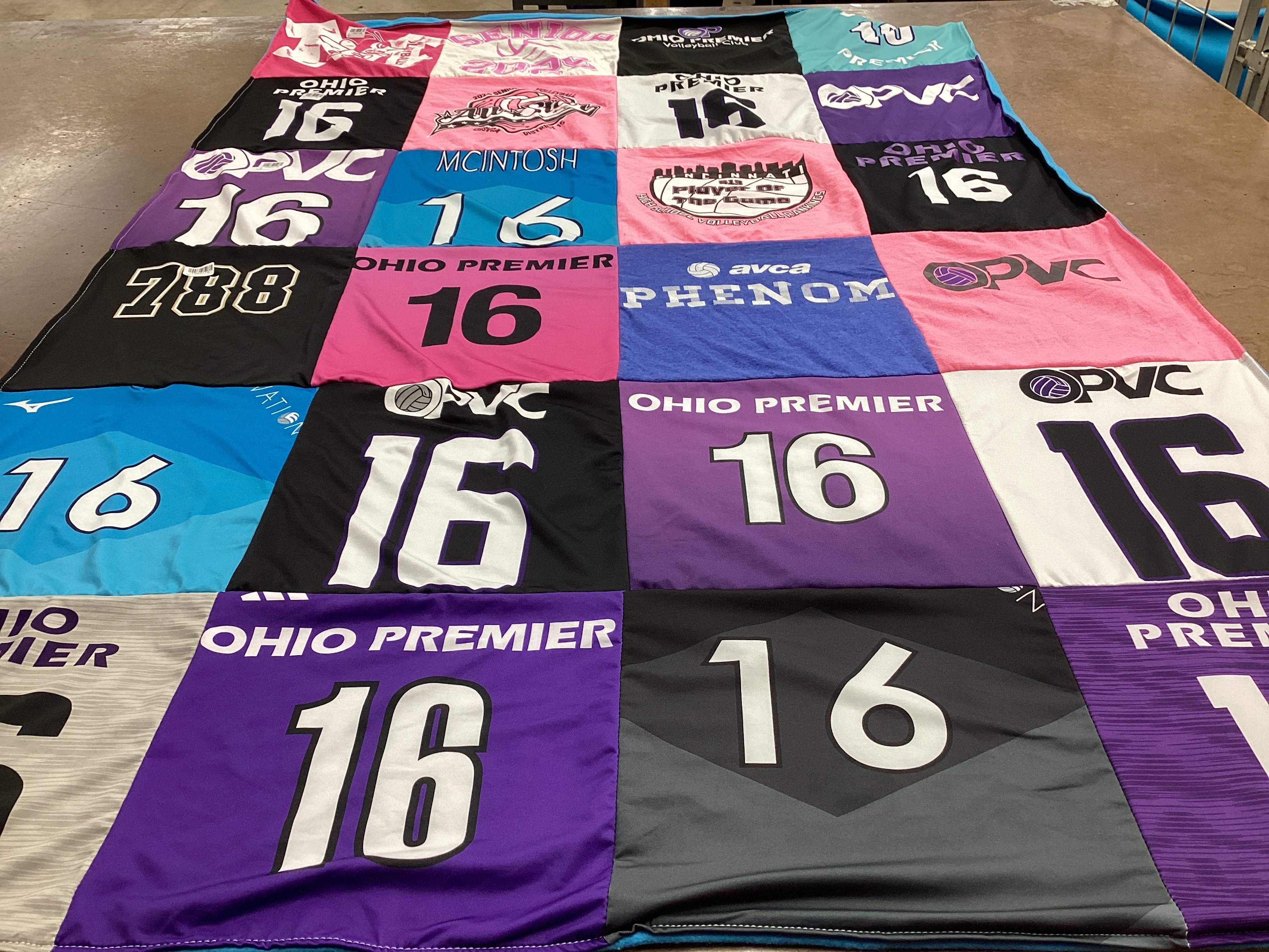 T-shirt quilt with volleyball themes by Kelli from OH