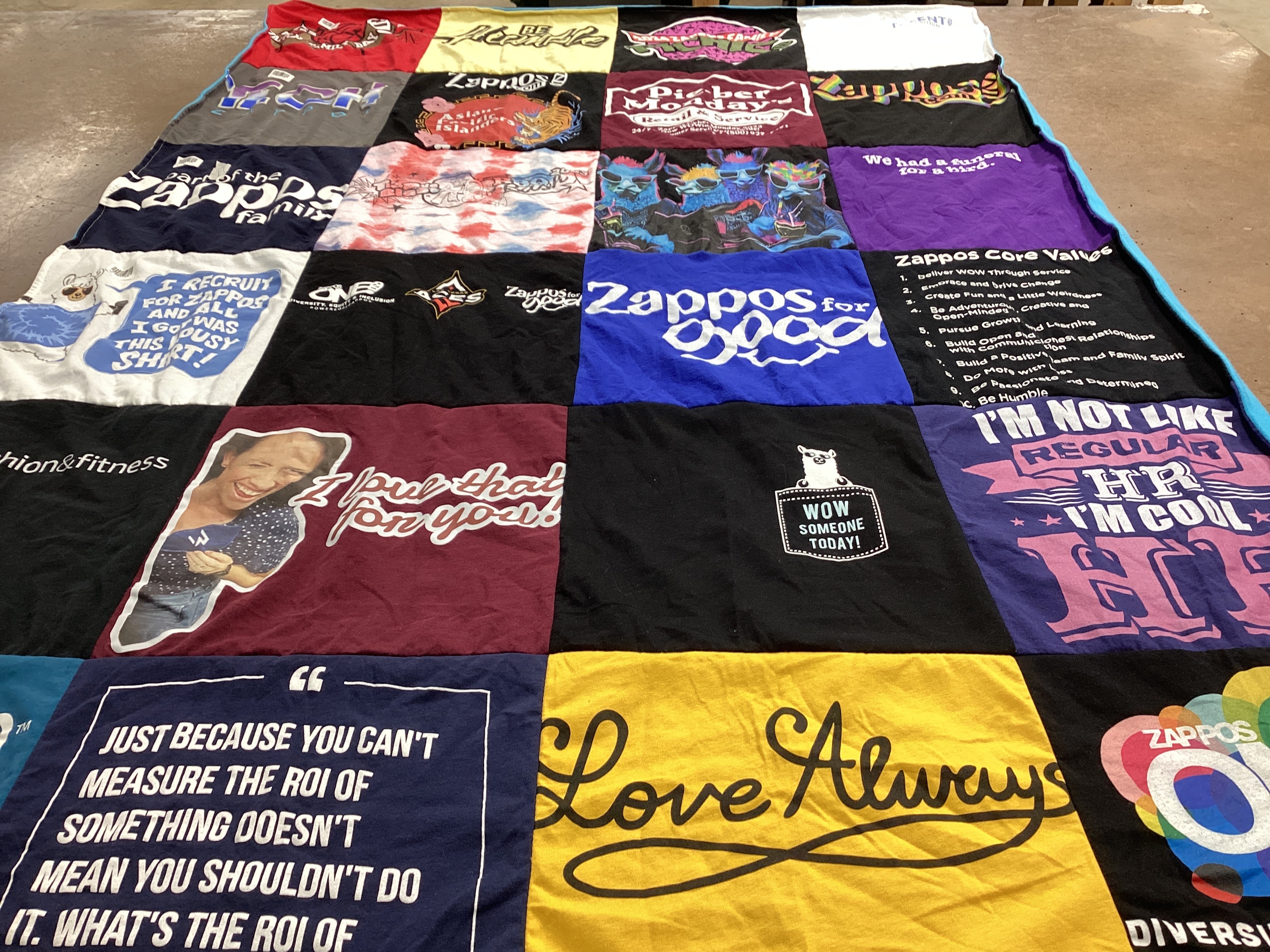 T-shirt quilt with fitness, business themes by Esther from NV