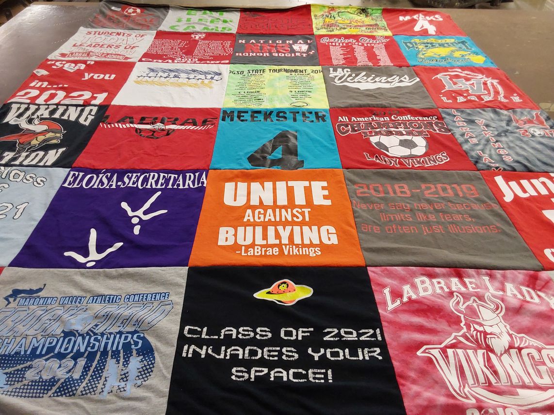 T-shirt quilt featuring la_brae lady vikings by Christine from OH