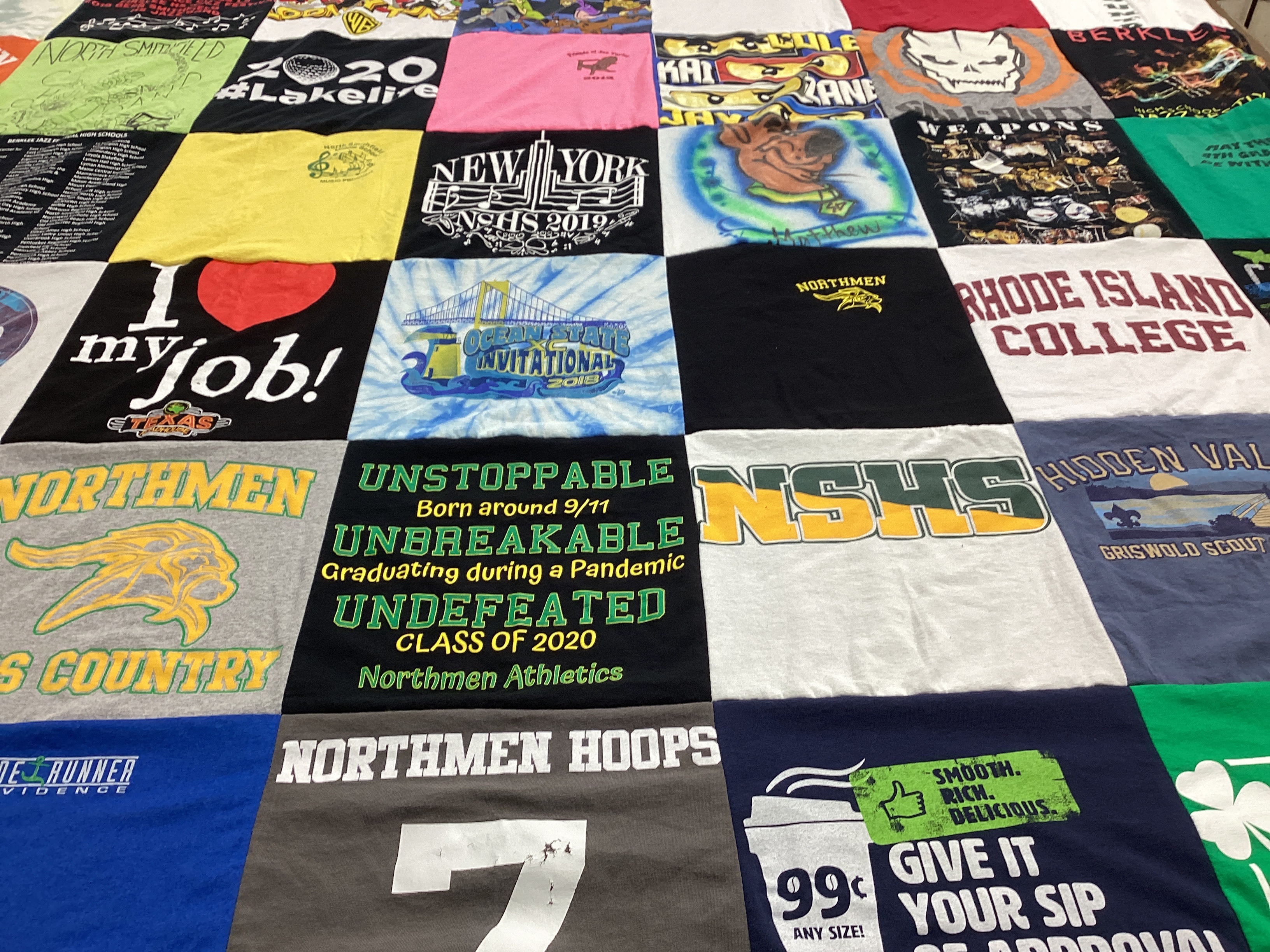 T-shirt quilt featuring northern hoops, northern cross country by Jennifer from RI