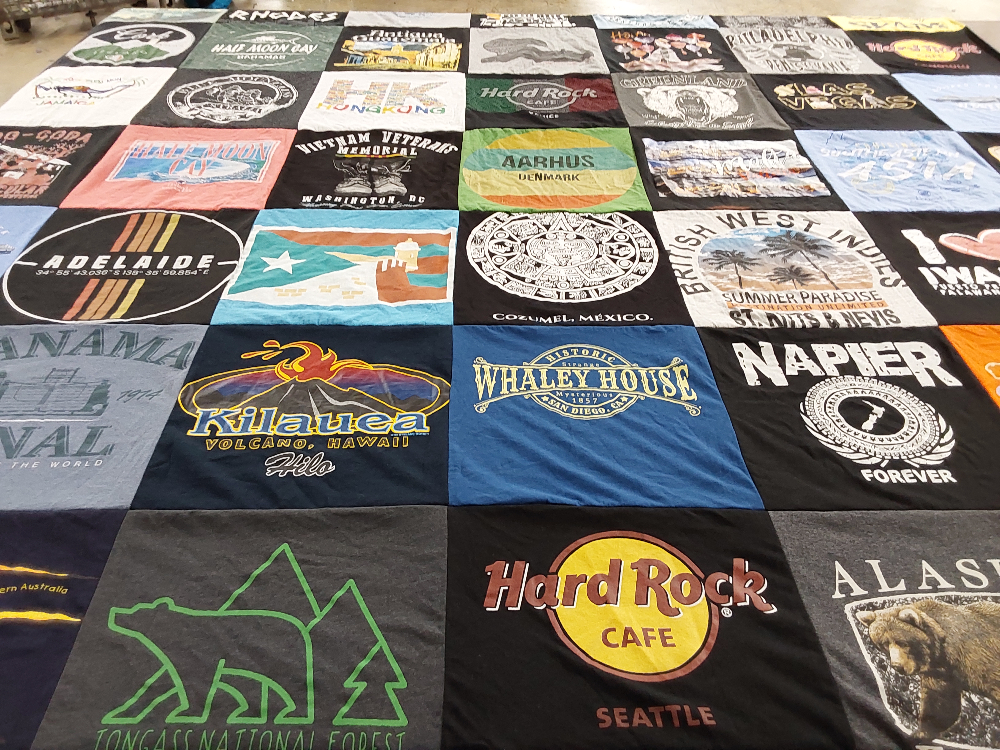 T-shirt quilt with travel, nature themes by Kenneth from WA