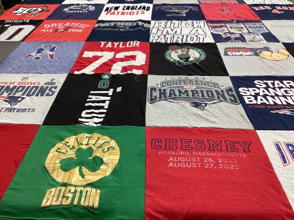 T-shirt quilt featuring new england patriots, boston celtics by Kerry from GA
