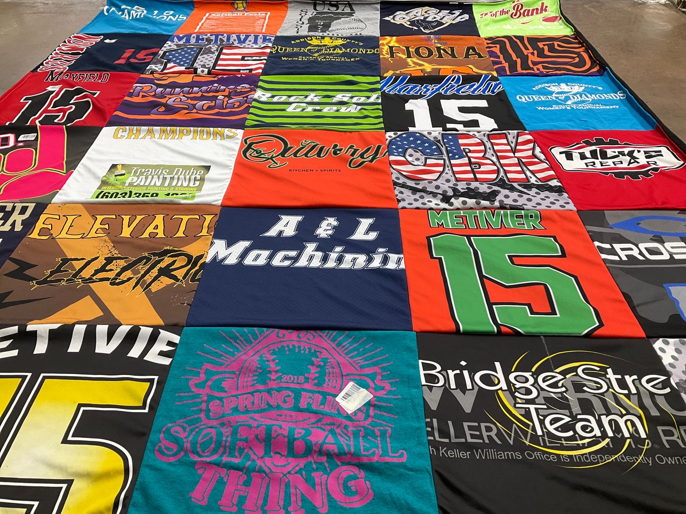 T-shirt quilt featuring softball champions by Hannah from VT
