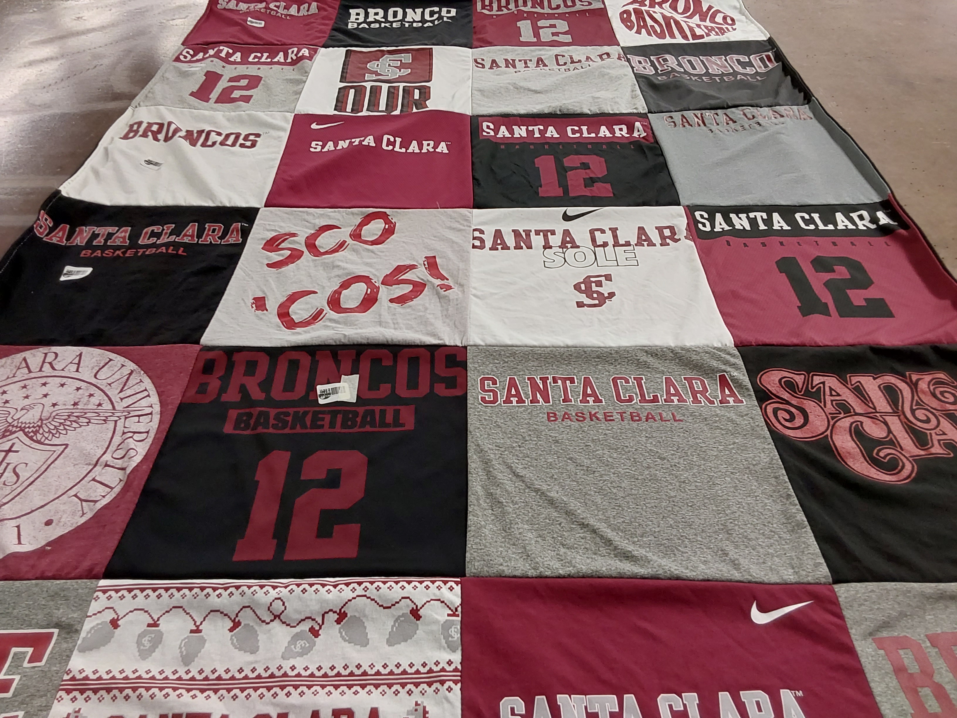 T-shirt quilt featuring santa clara broncos basketball by Ashlee from WA