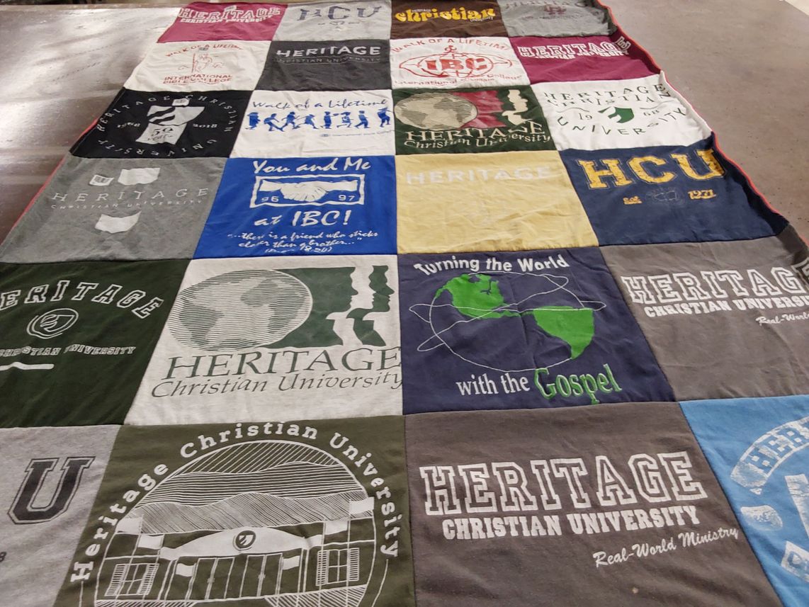 T-shirt quilt from heritage christian university by Brenda from AL