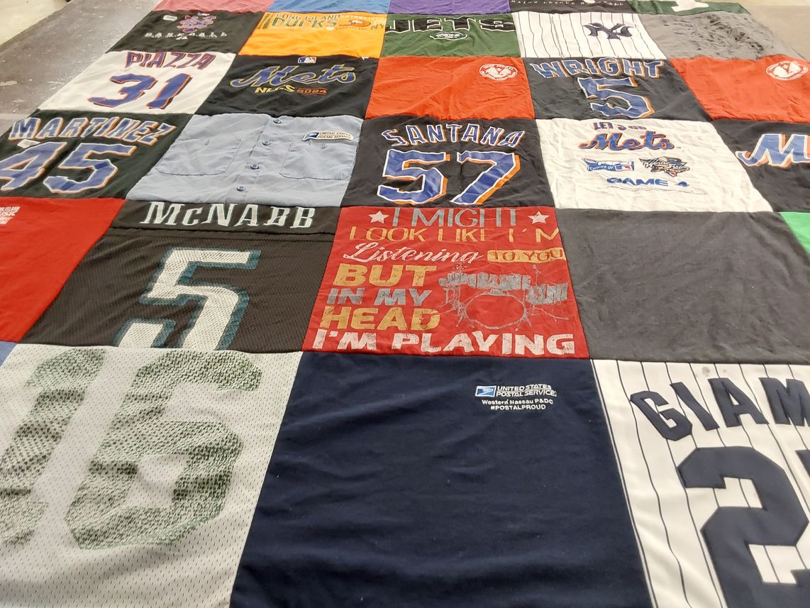 T-shirt quilt featuring new york mets, philadelphia eagles by Melissa from NY