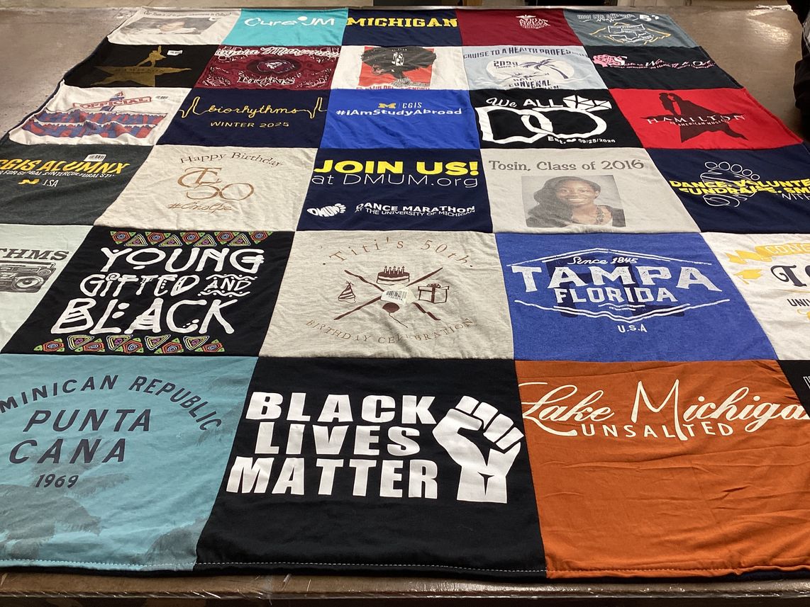 T-shirt quilt from university of michigan by Oluwatosin from MI
