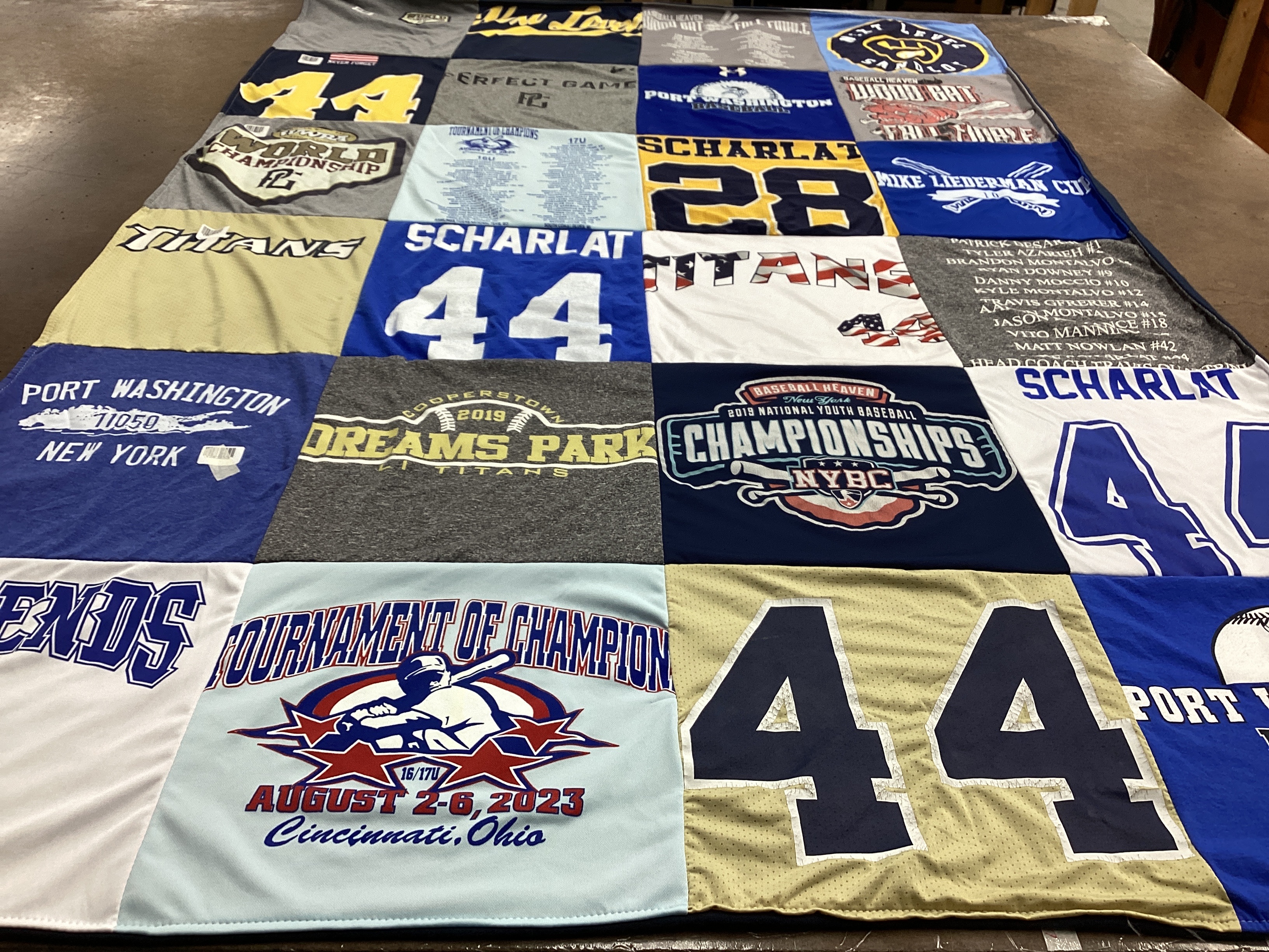 T-shirt quilt featuring titans, exedos by shari from NY