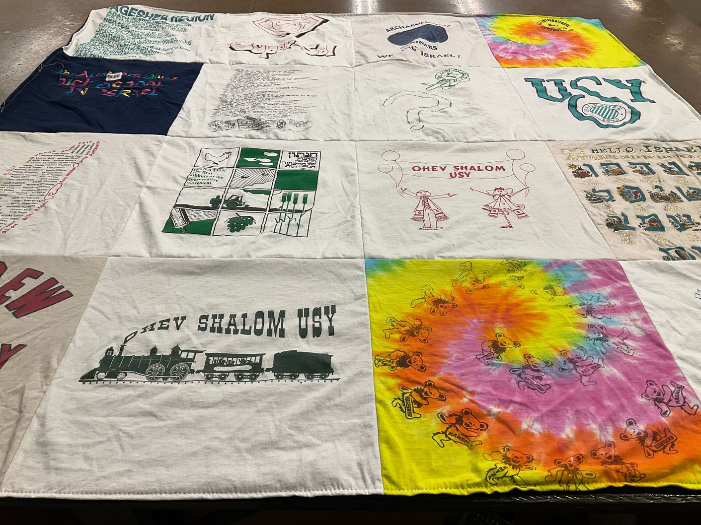 T-shirt quilt with judaism, community themes by Rachel from GA