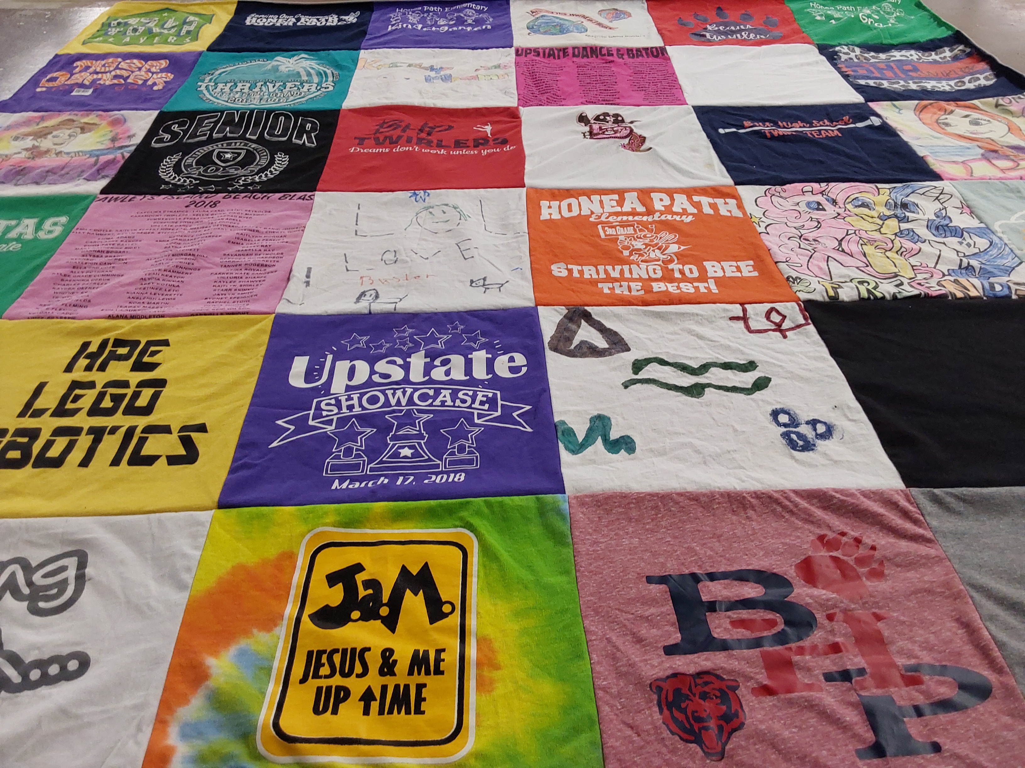 T-shirt quilt featuring honey path high school team by jodie from SC