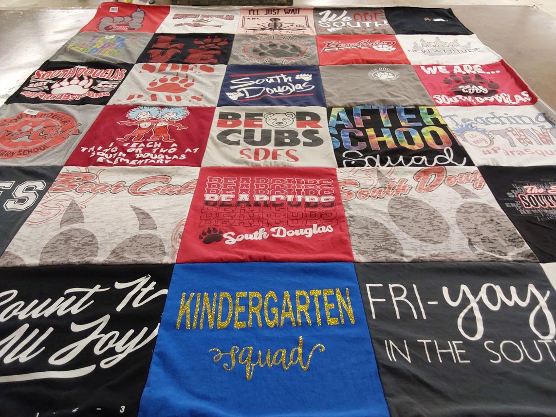 T-shirt quilt from south douglas high school, south douglas elementary school by Nancy from GA