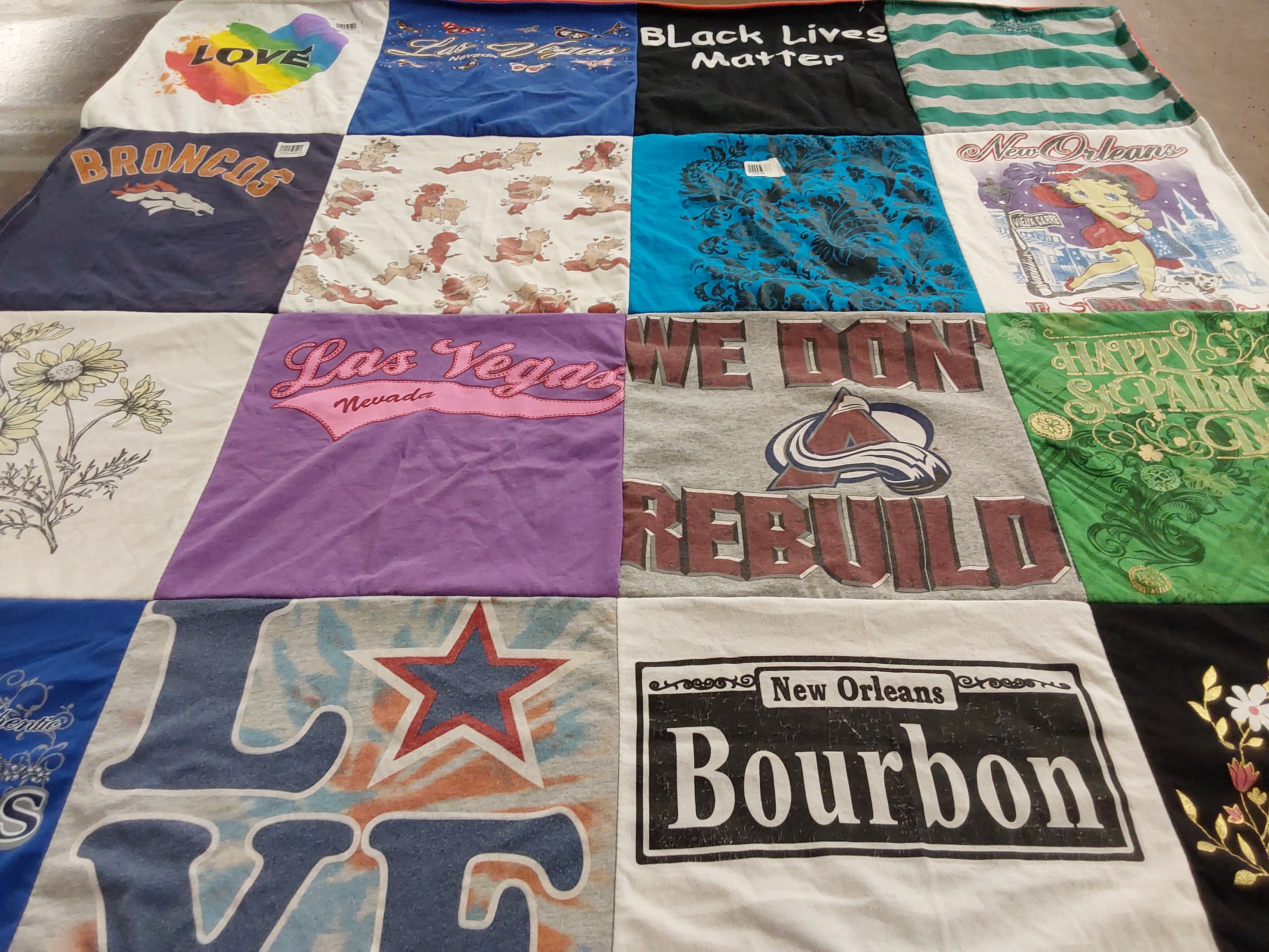 T-shirt quilt featuring denver broncos, colorado avalanche by Felicia from CO