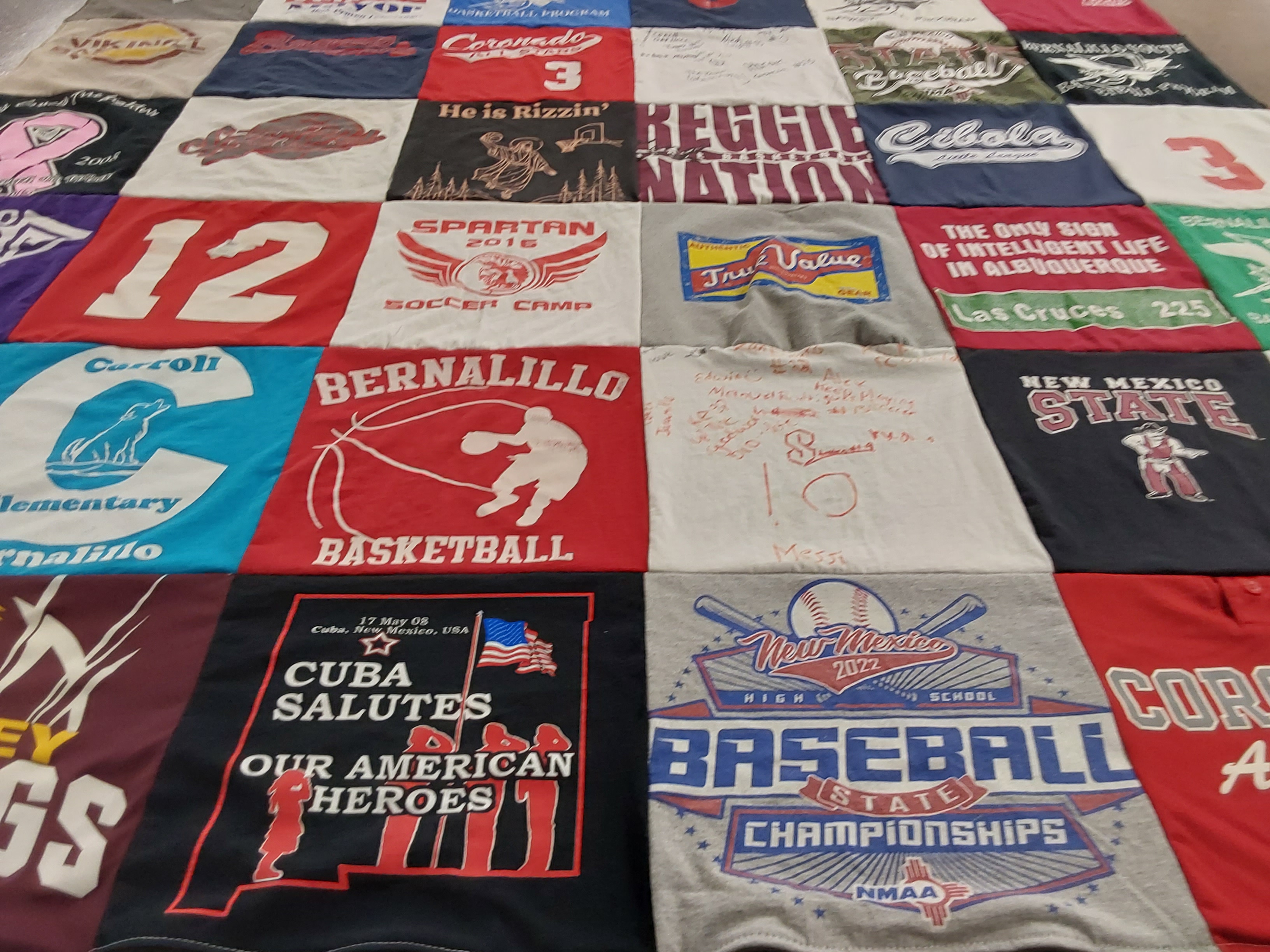 T-shirt quilt featuring bernalillo basketball team, new mexico state university team by Samantha from NM