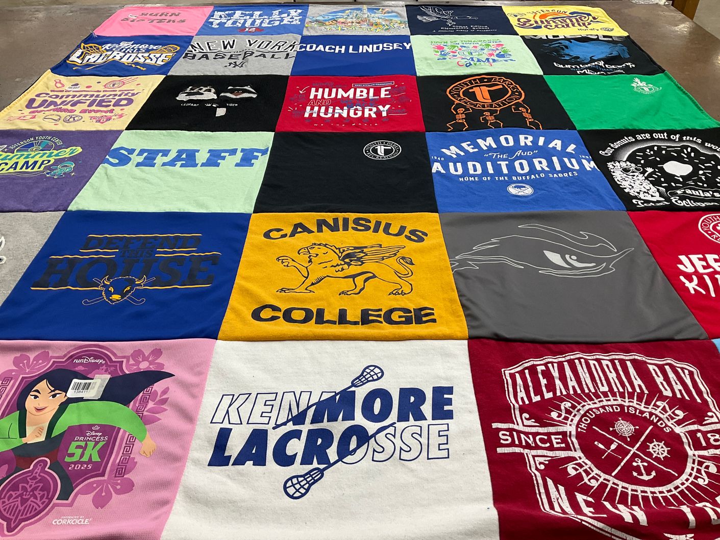 T-shirt quilt featuring buffalo sabres, kenmore lacrosse by Lindsey from NY