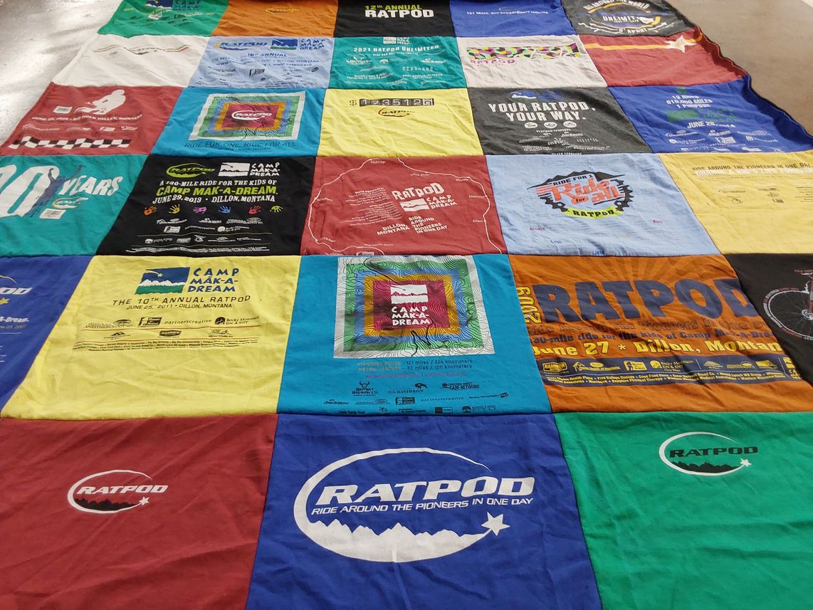 T-shirt quilt with cycling, charity themes by Jennifer from MT