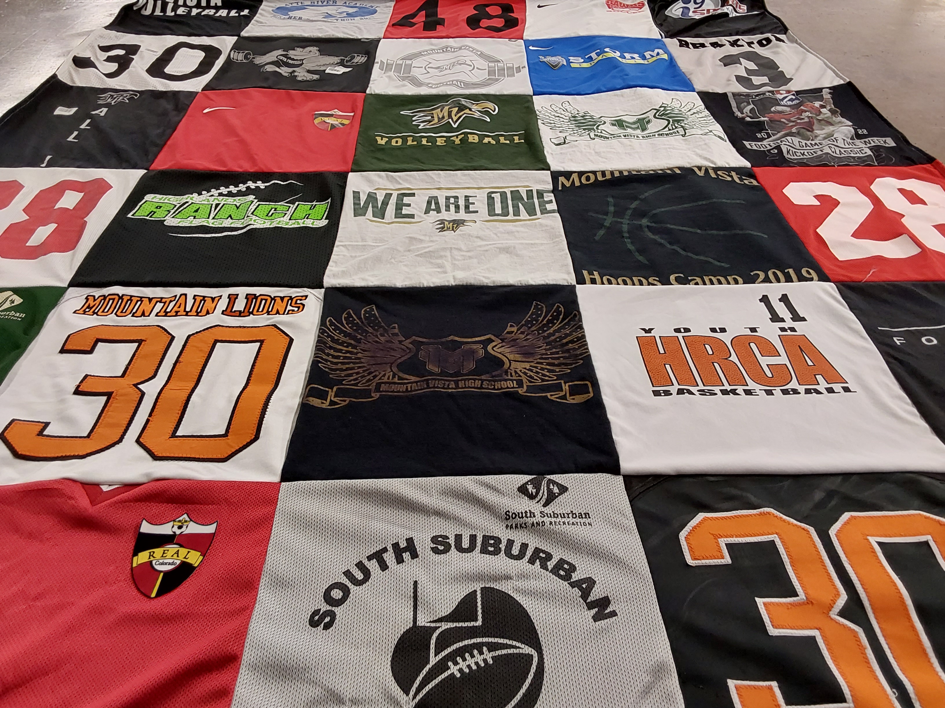 T-shirt quilt featuring mountain lions, hrca basketball by Shelly from CO