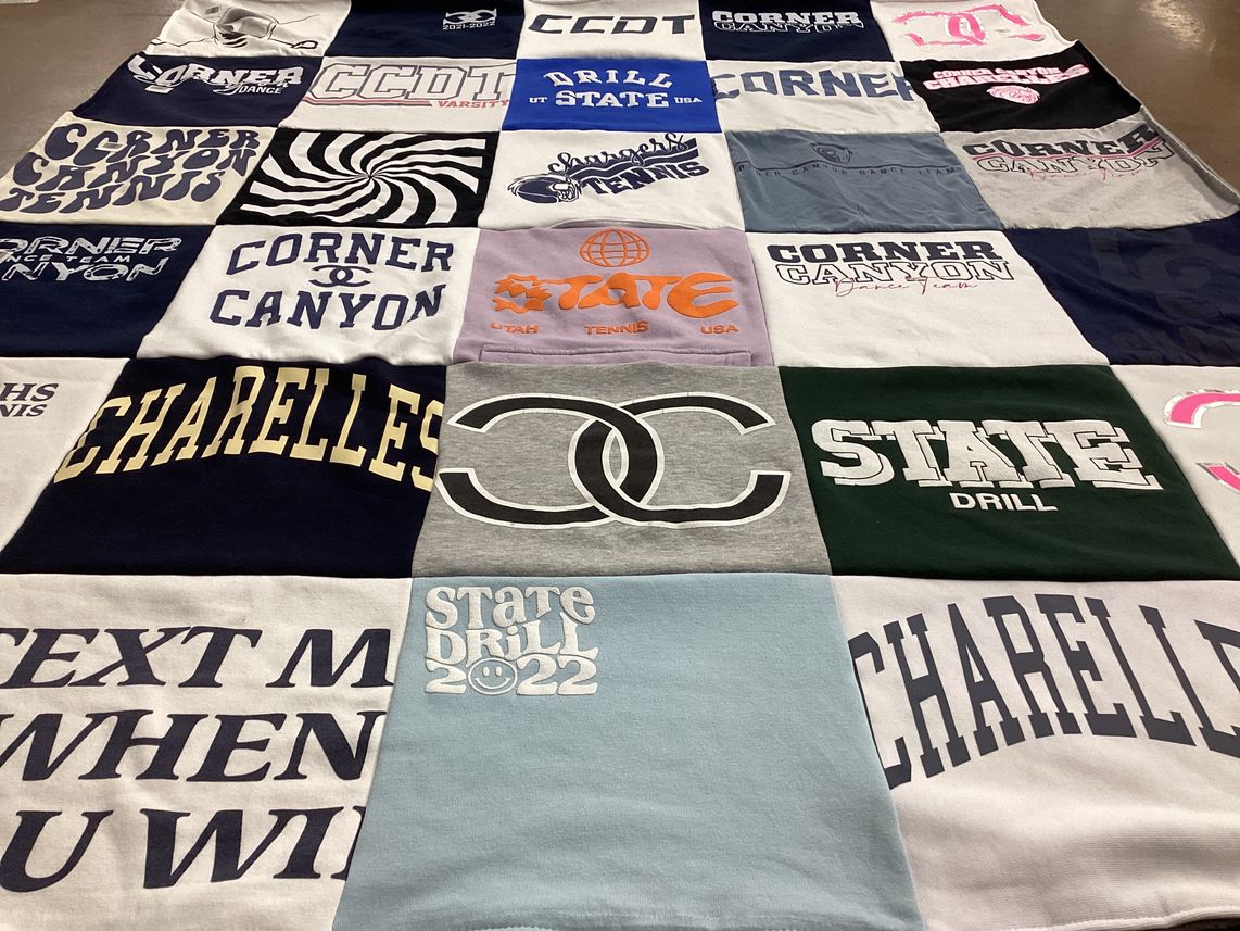 T-shirt quilt featuring corner canyon high school drill team by Kimberly from UT