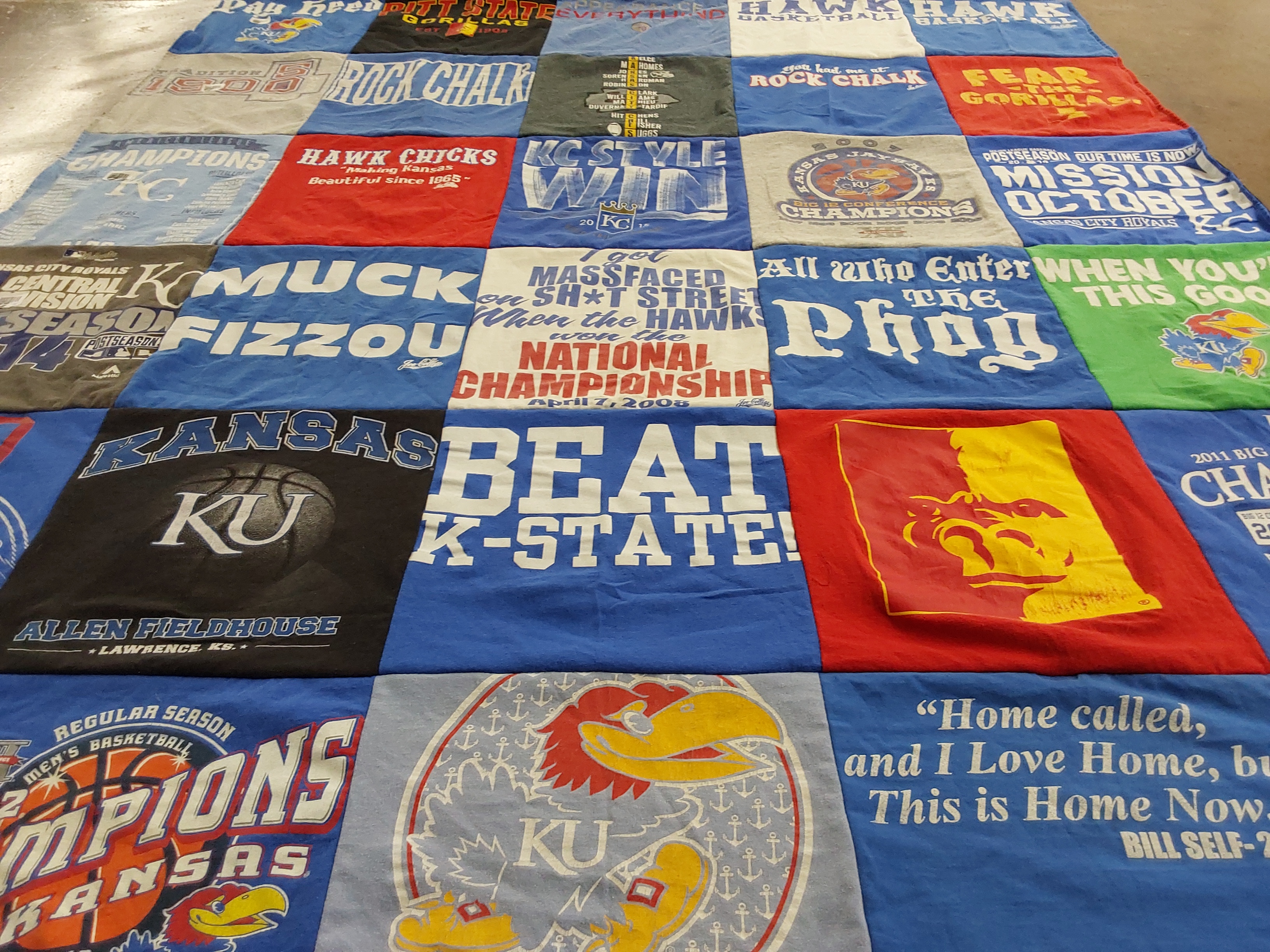 T-shirt quilt featuring university of kansas basketball by Jo from KS