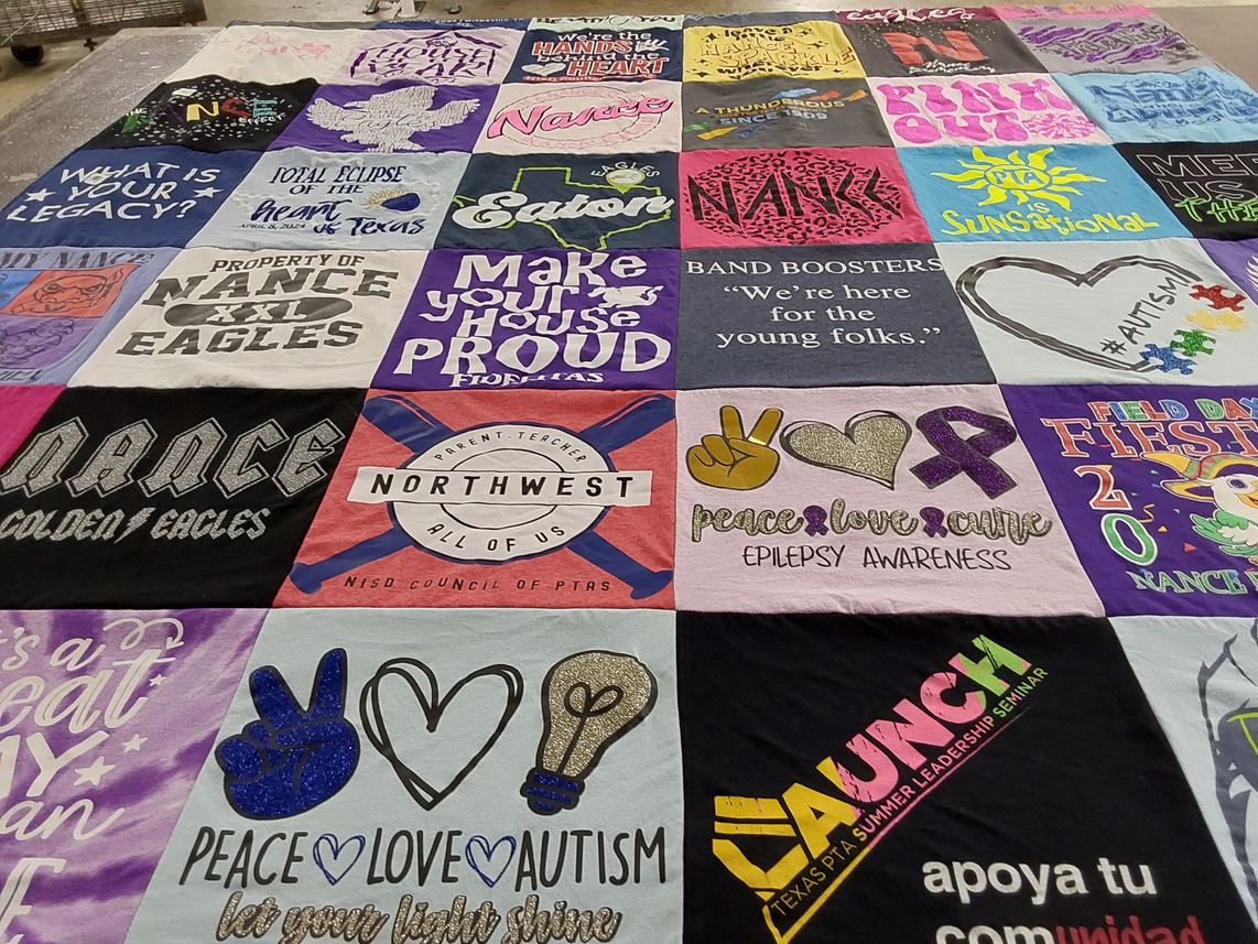 T-shirt quilt featuring nance eagles by Laurie from TX