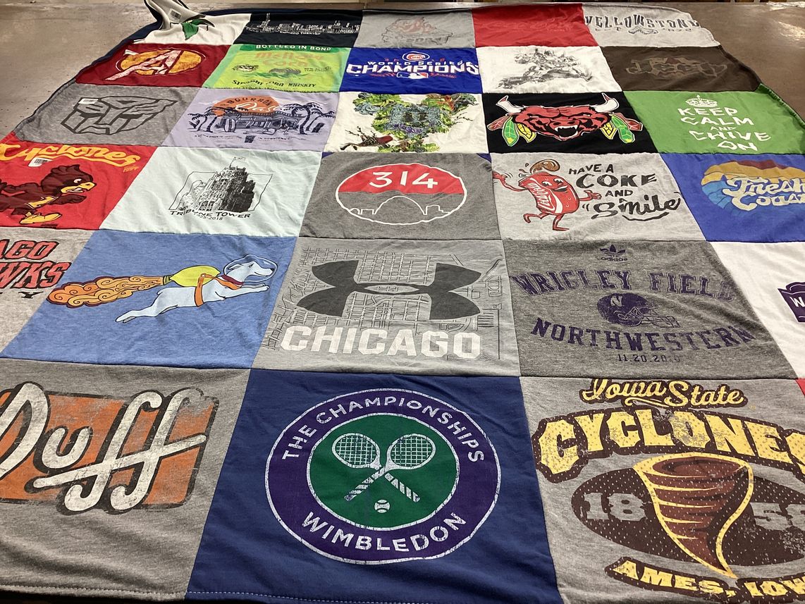 T-shirt quilt featuring chicago cubs, iowa state cyclones by Scott from IL