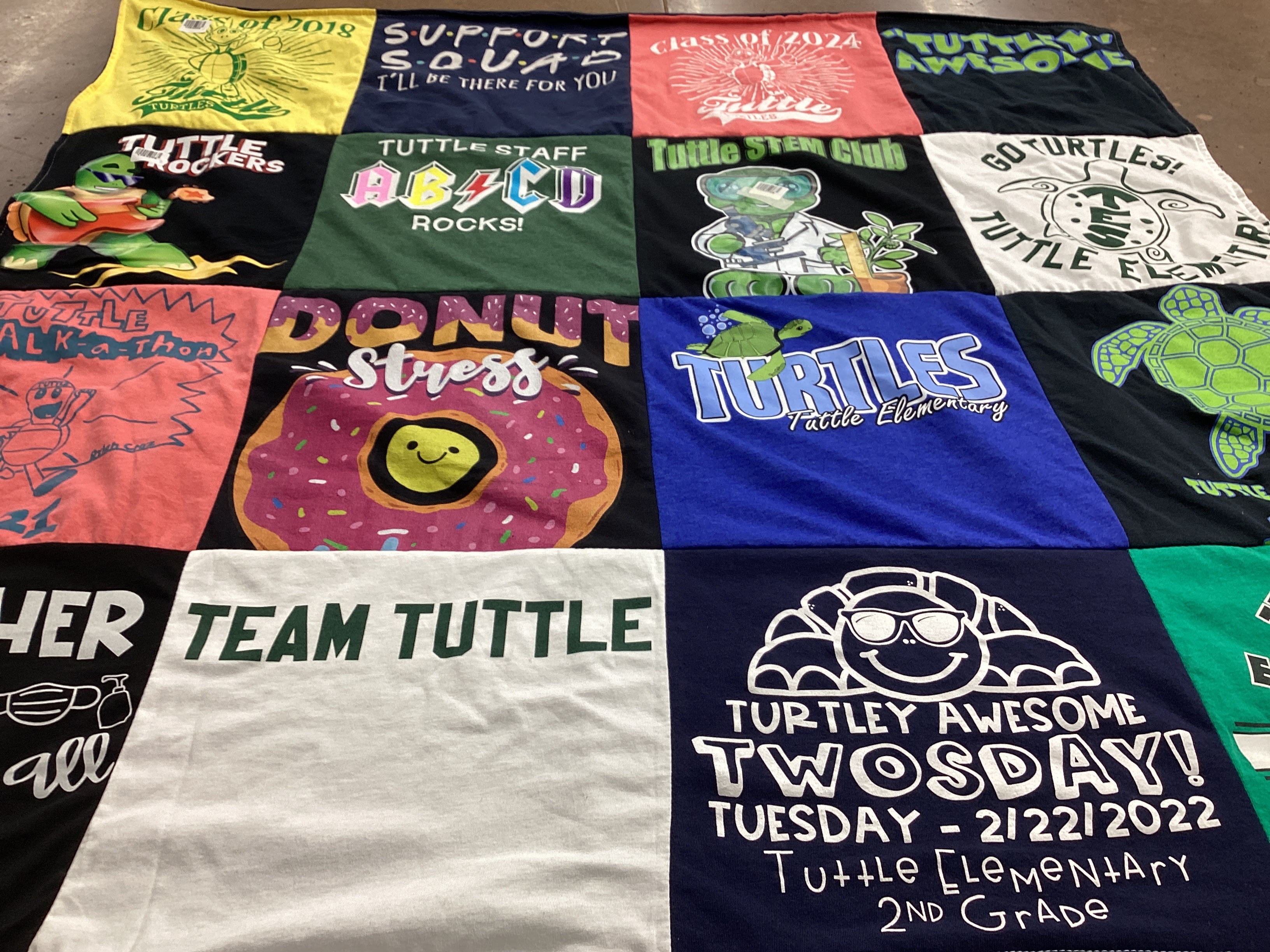 T-shirt quilt from tuttle elementary by Patricia from FL