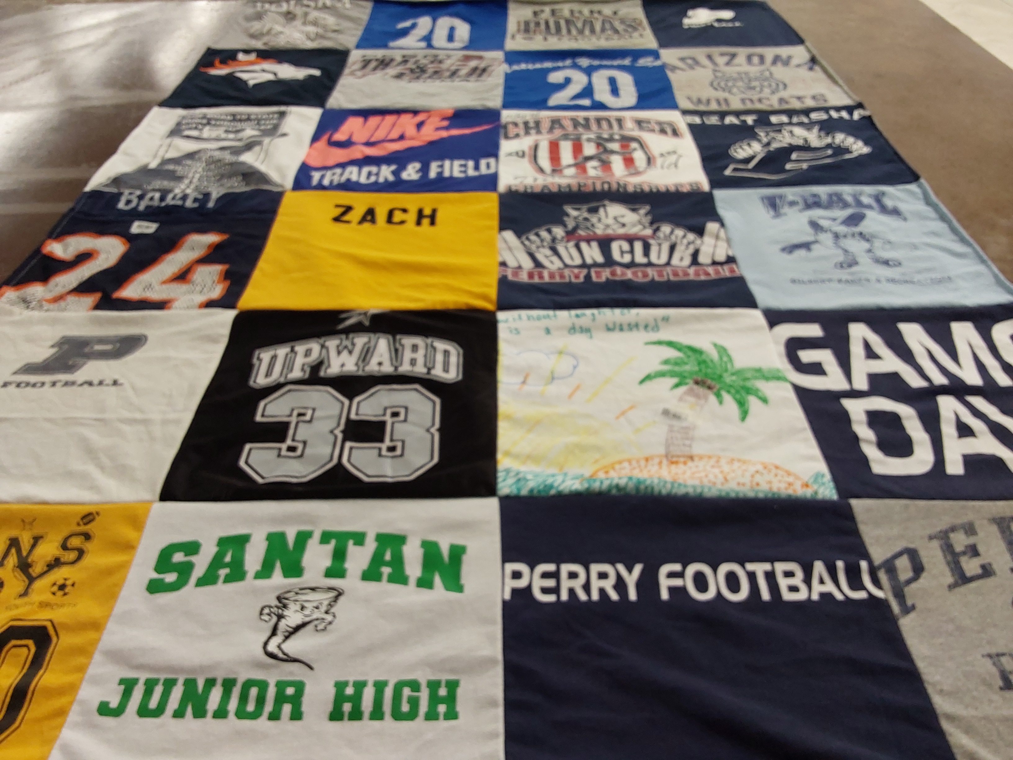 T-shirt quilt featuring perry football, chandler high school by Mark from AZ