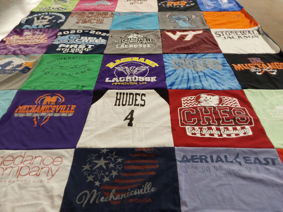 T-shirt quilt featuring mechanicsville lacrosse, stonewall jackson field hockey by Marie from VA