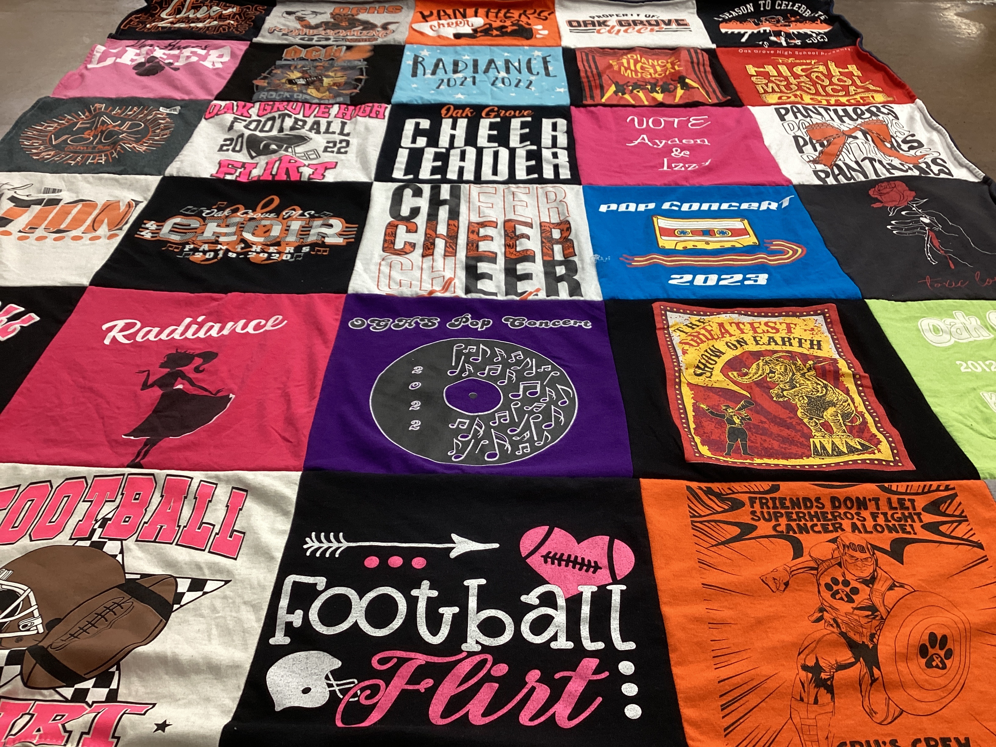 T-shirt quilt featuring oak grove high school football team by Becky from MO