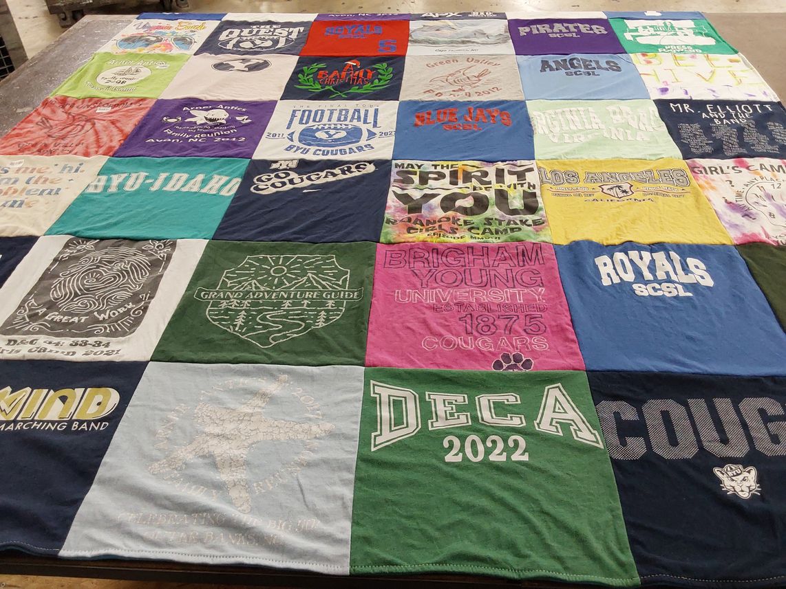 T-shirt quilt featuring brigham young university cougars by Rebecca from VA