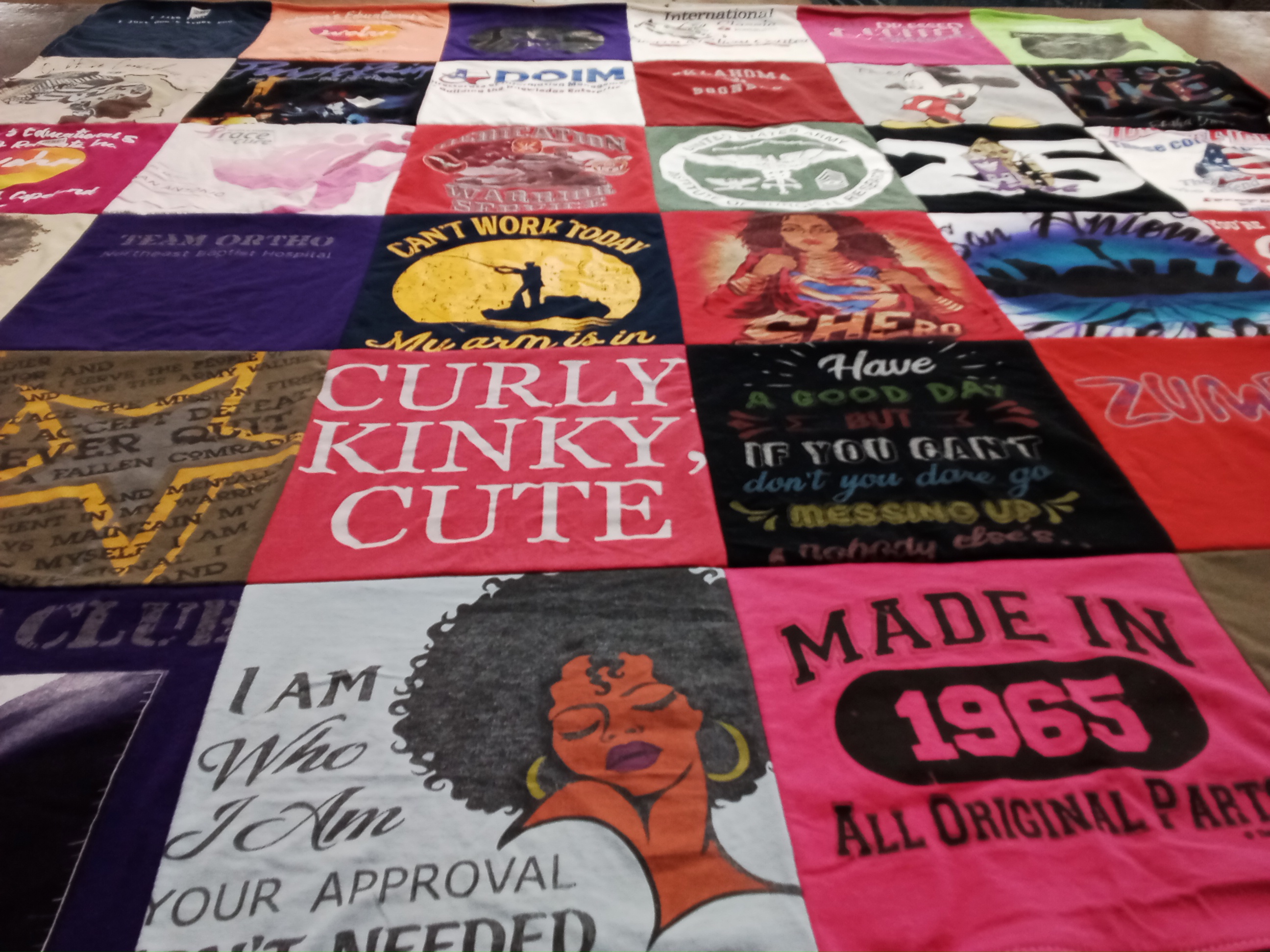 T-shirt quilt with self-acceptance, personal growth themes by Wanda from TX