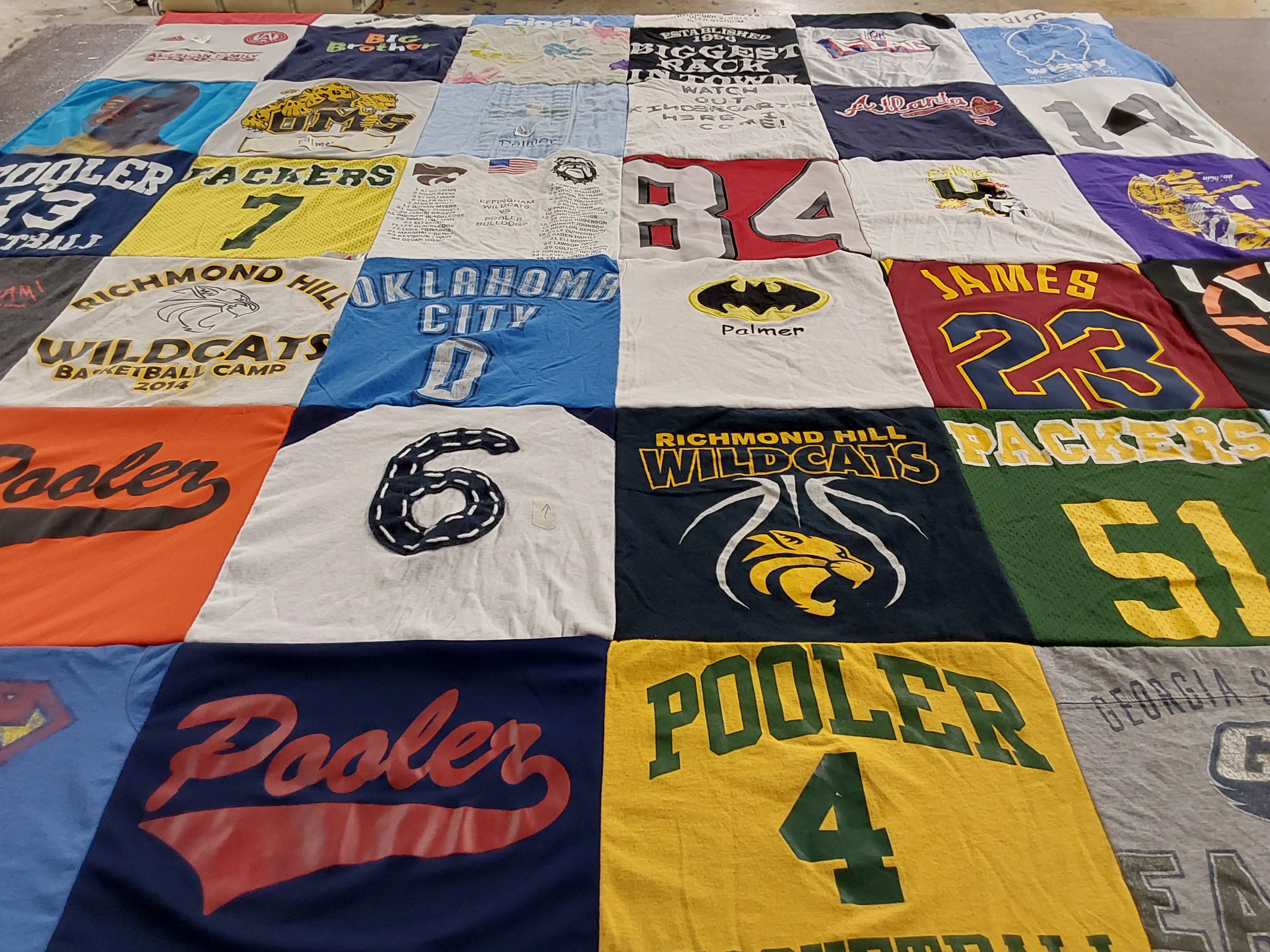 T-shirt quilt featuring richmond hill wildcats, green bay packers by Shannon from FL