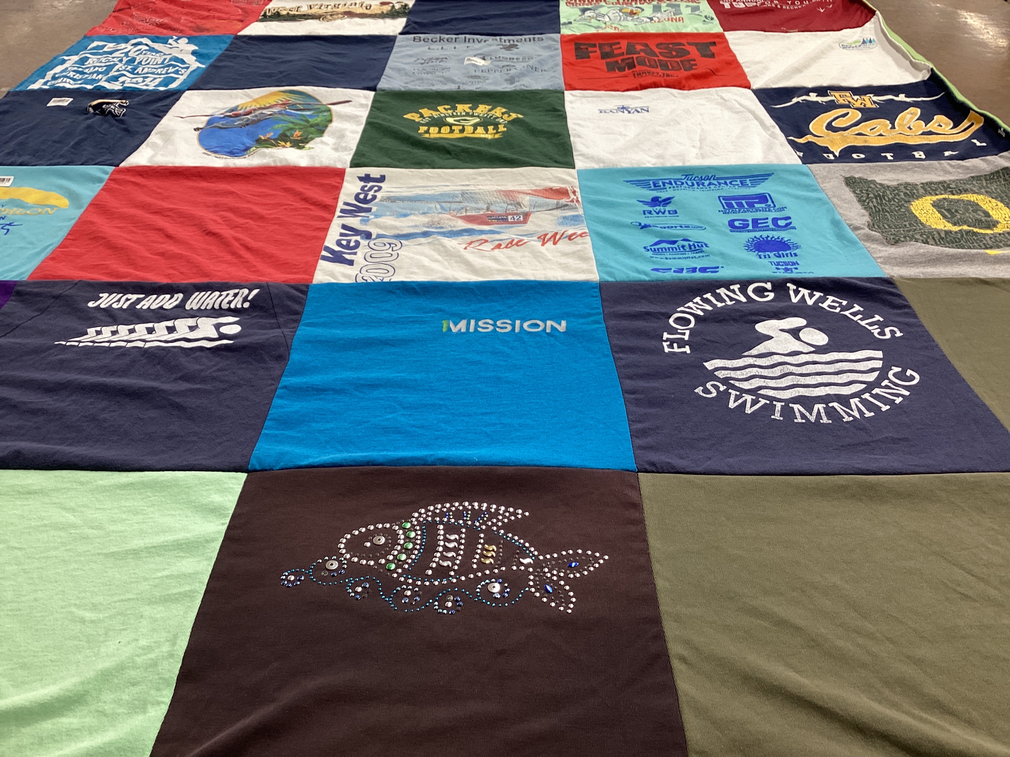 T-shirt quilt from flowing wells swimming, cabs football by Tory from AZ
