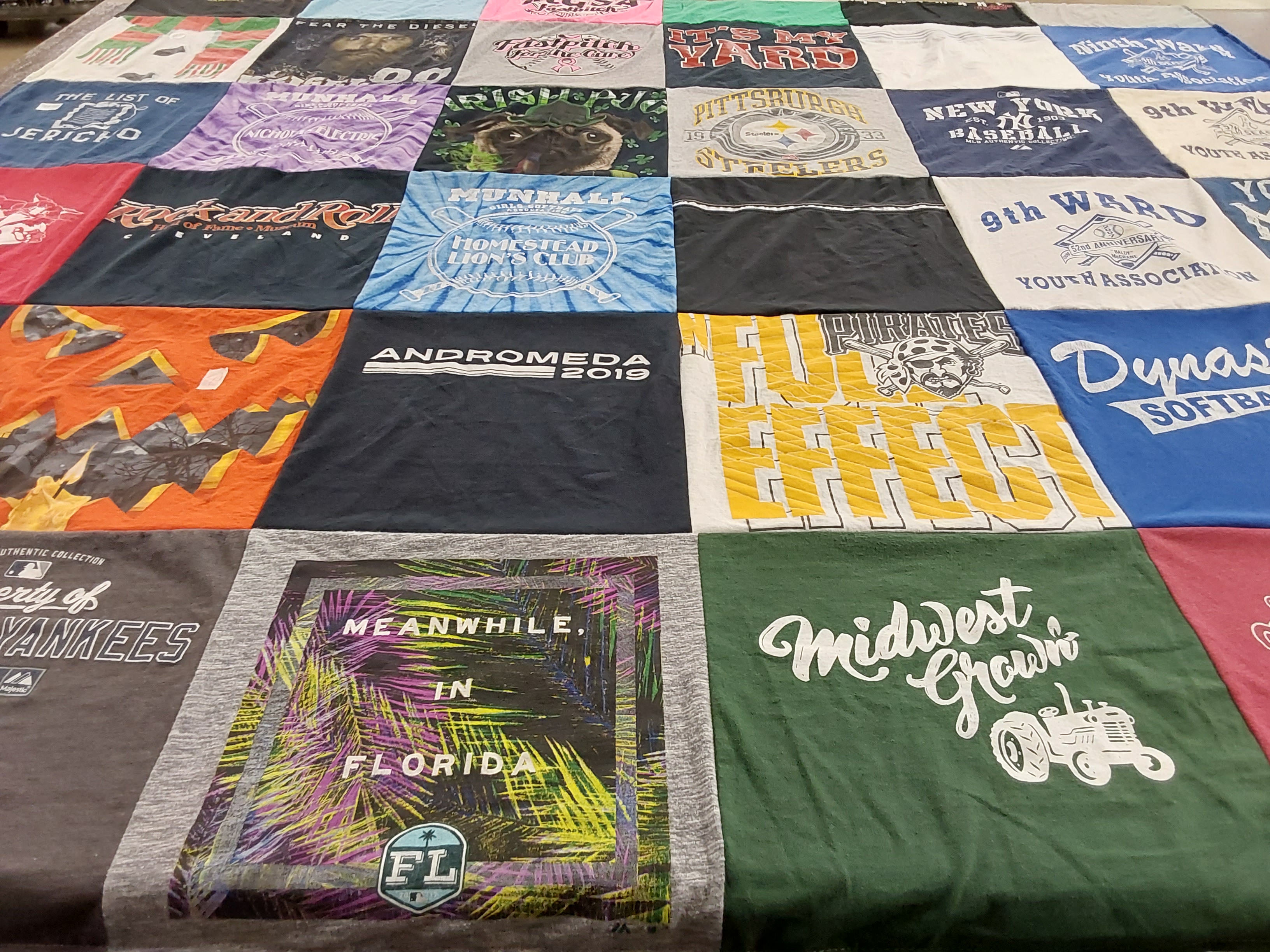 T-shirt quilt featuring pittsburgh pirates, new york yankees by Keri from PA
