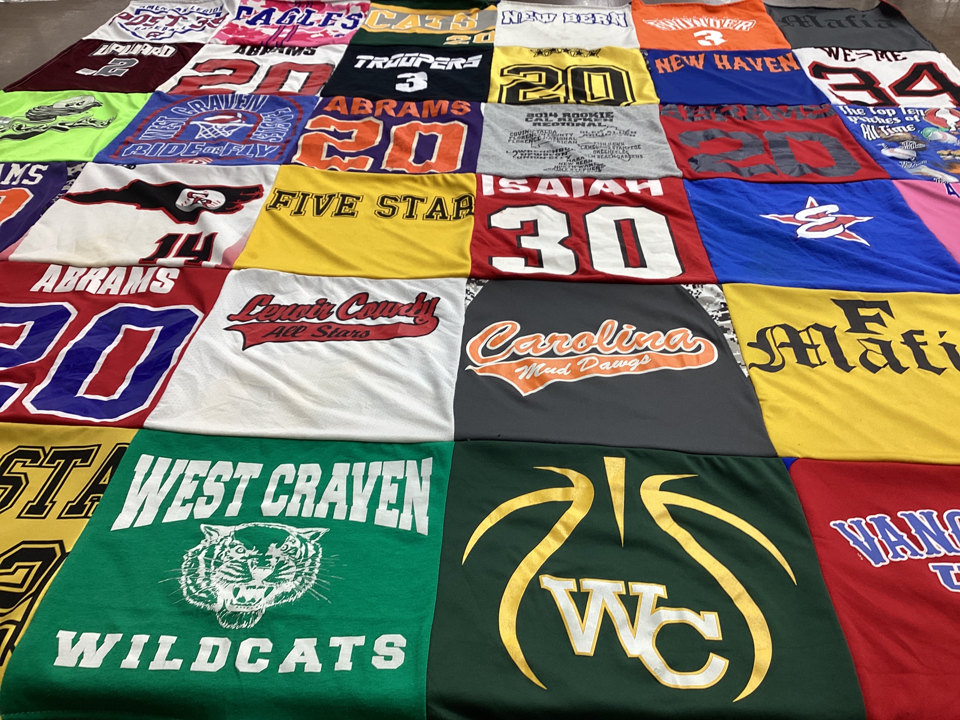T-shirt quilt featuring wildcats, mud dawgs by Jaime from NC