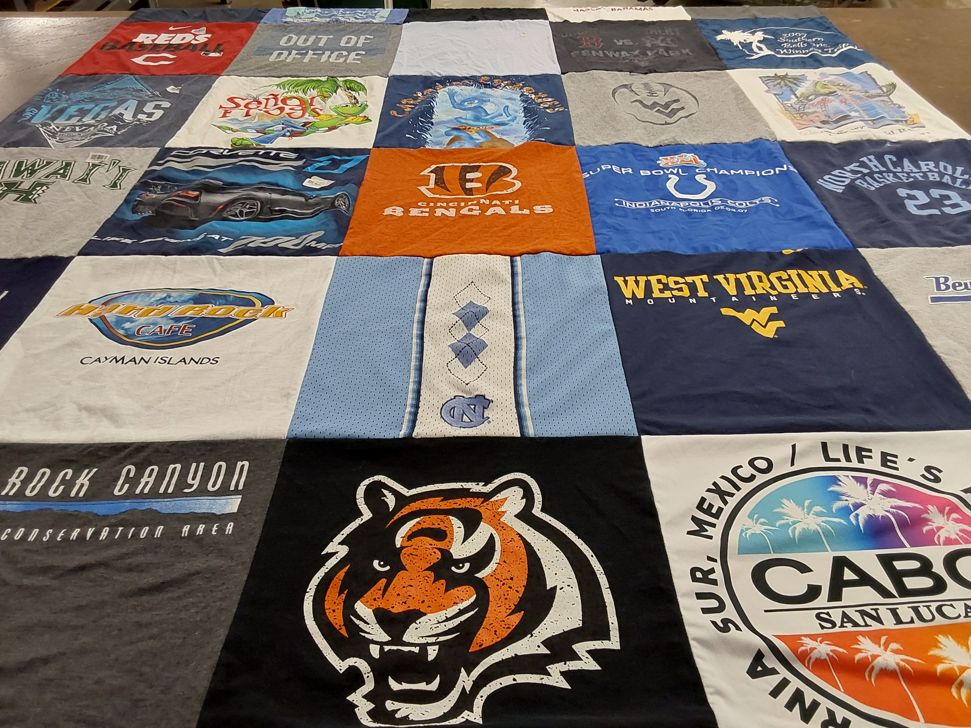 T-shirt quilt featuring cincinnati bengals, indianapolis colts by Kylie from OH