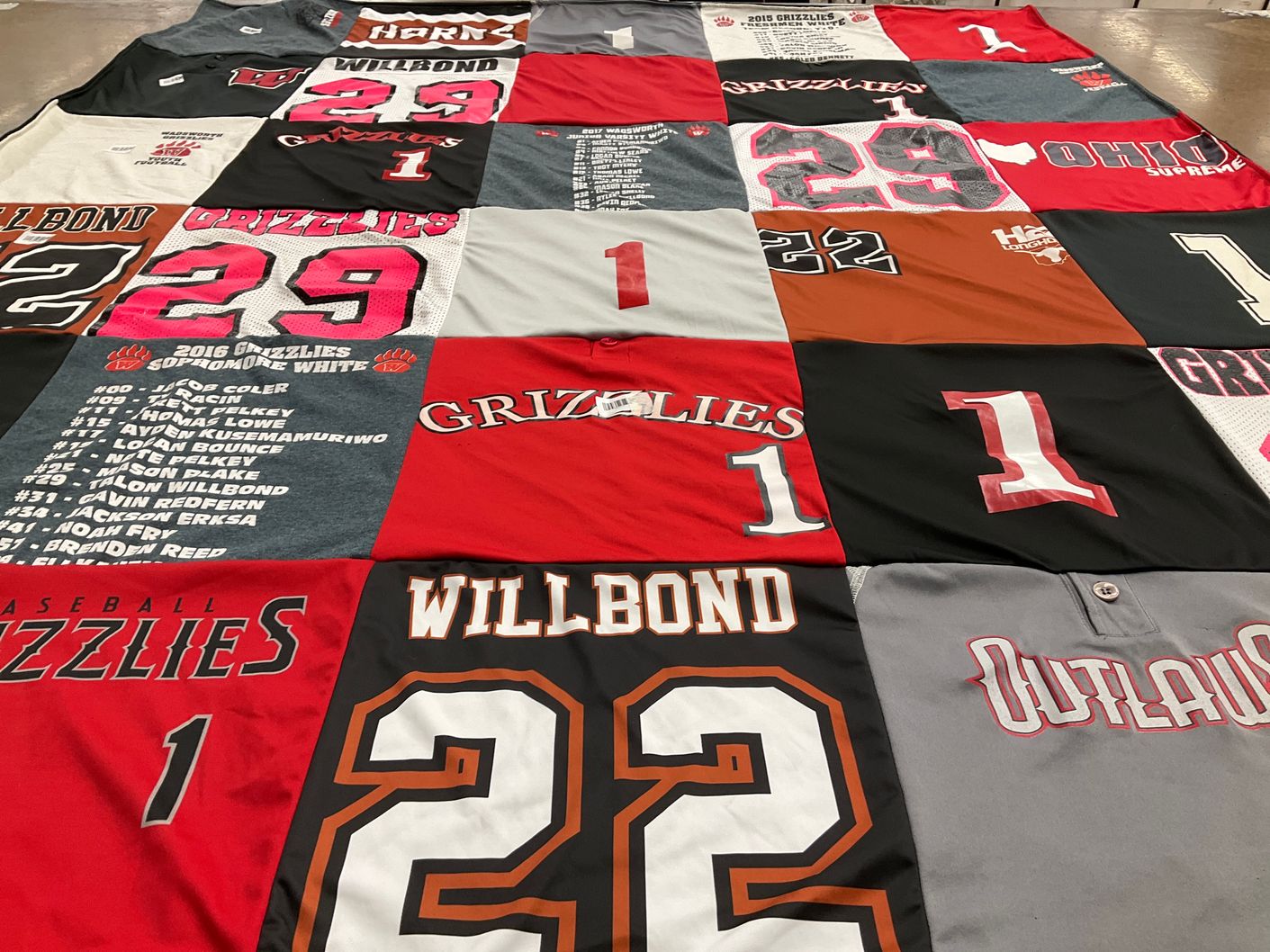 T-shirt quilt with sports, baseball themes by Kendra from OH