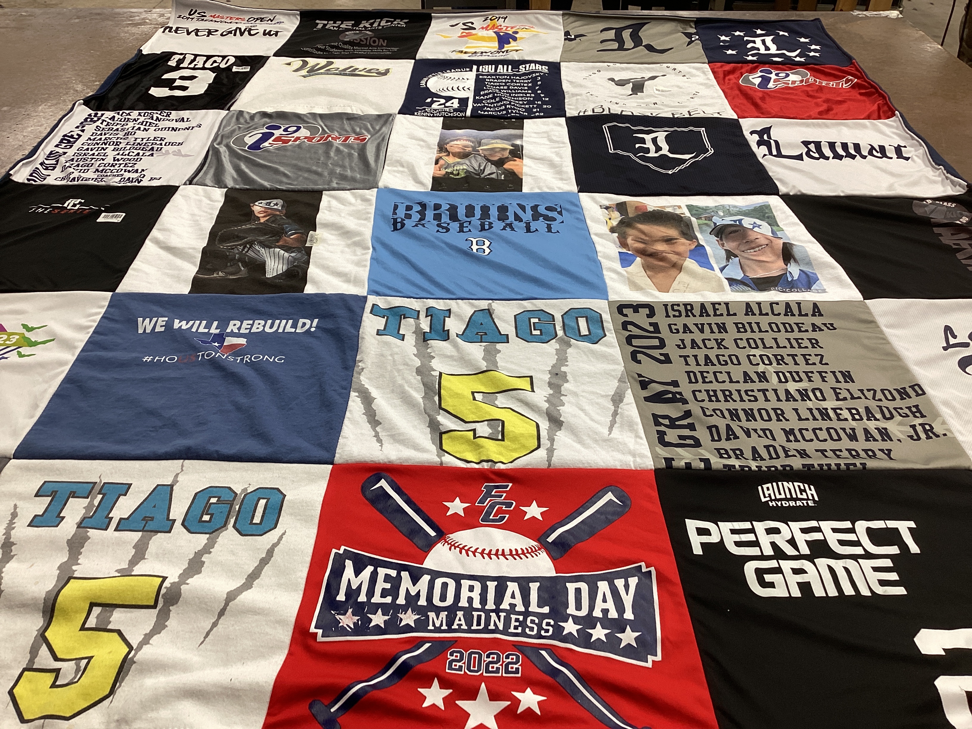 T-shirt quilt with baseball themes by Cori from TX