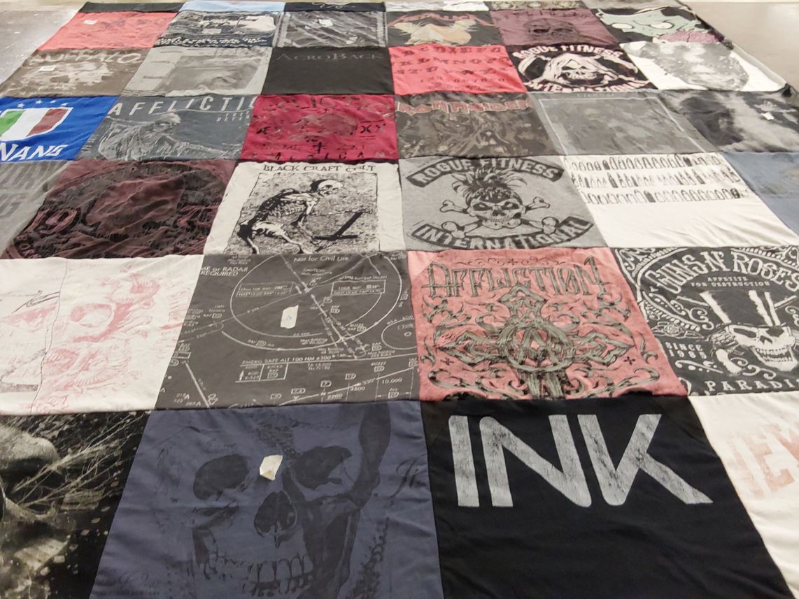 T-shirt quilt with music, fitness themes by Joshua from MA