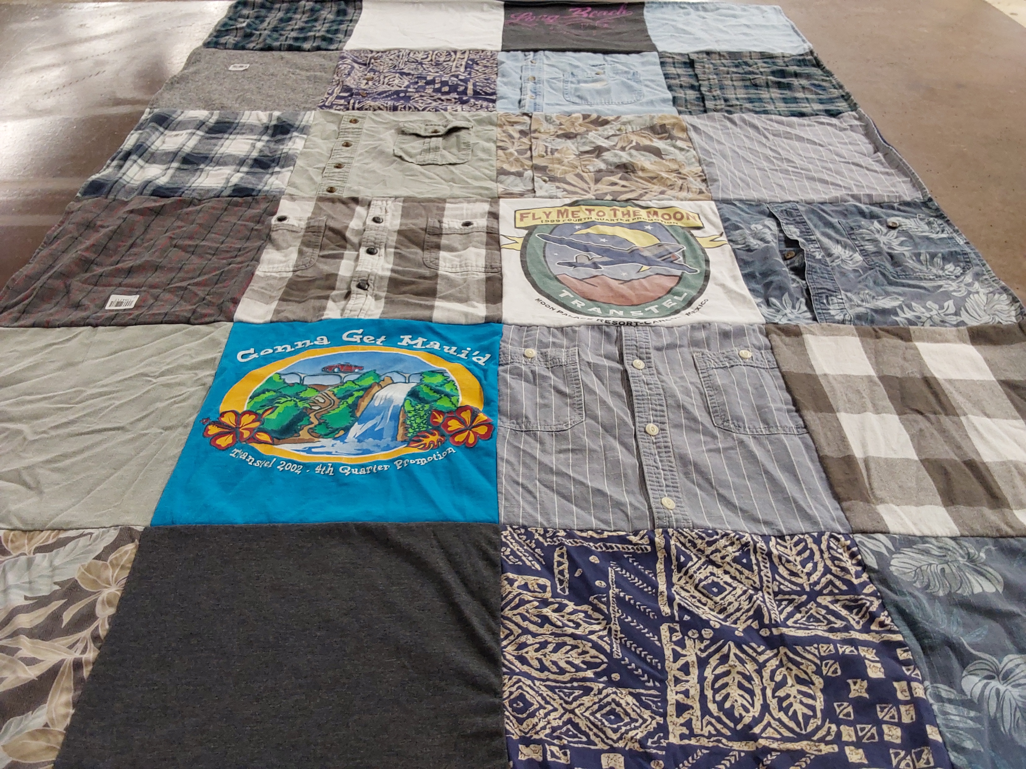 T-shirt quilt with travel, nature themes by Joyce L from CA