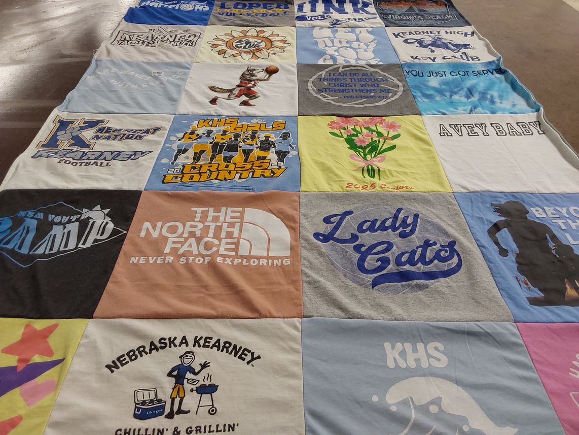 T-shirt quilt featuring kearney high school, university of nebraska kearney by Dionne from NE
