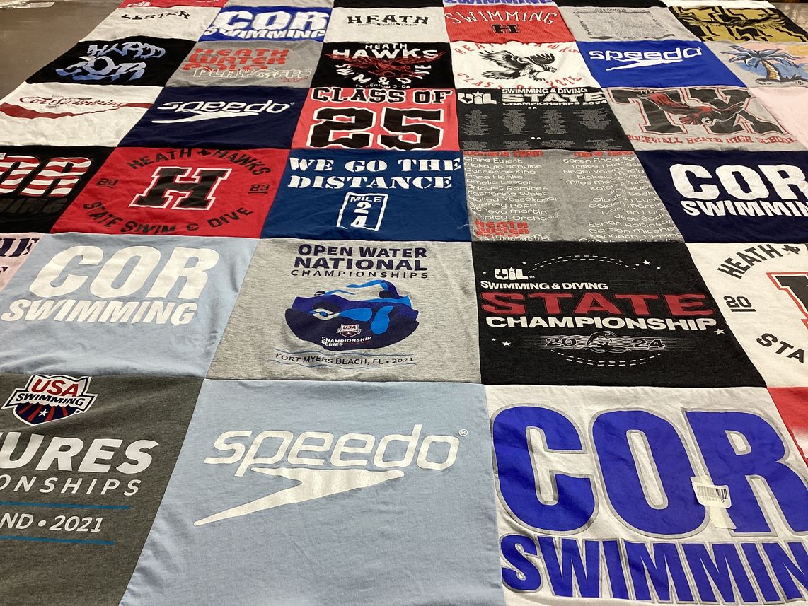 T-shirt quilt featuring health hawks swimming team by Mark from TX