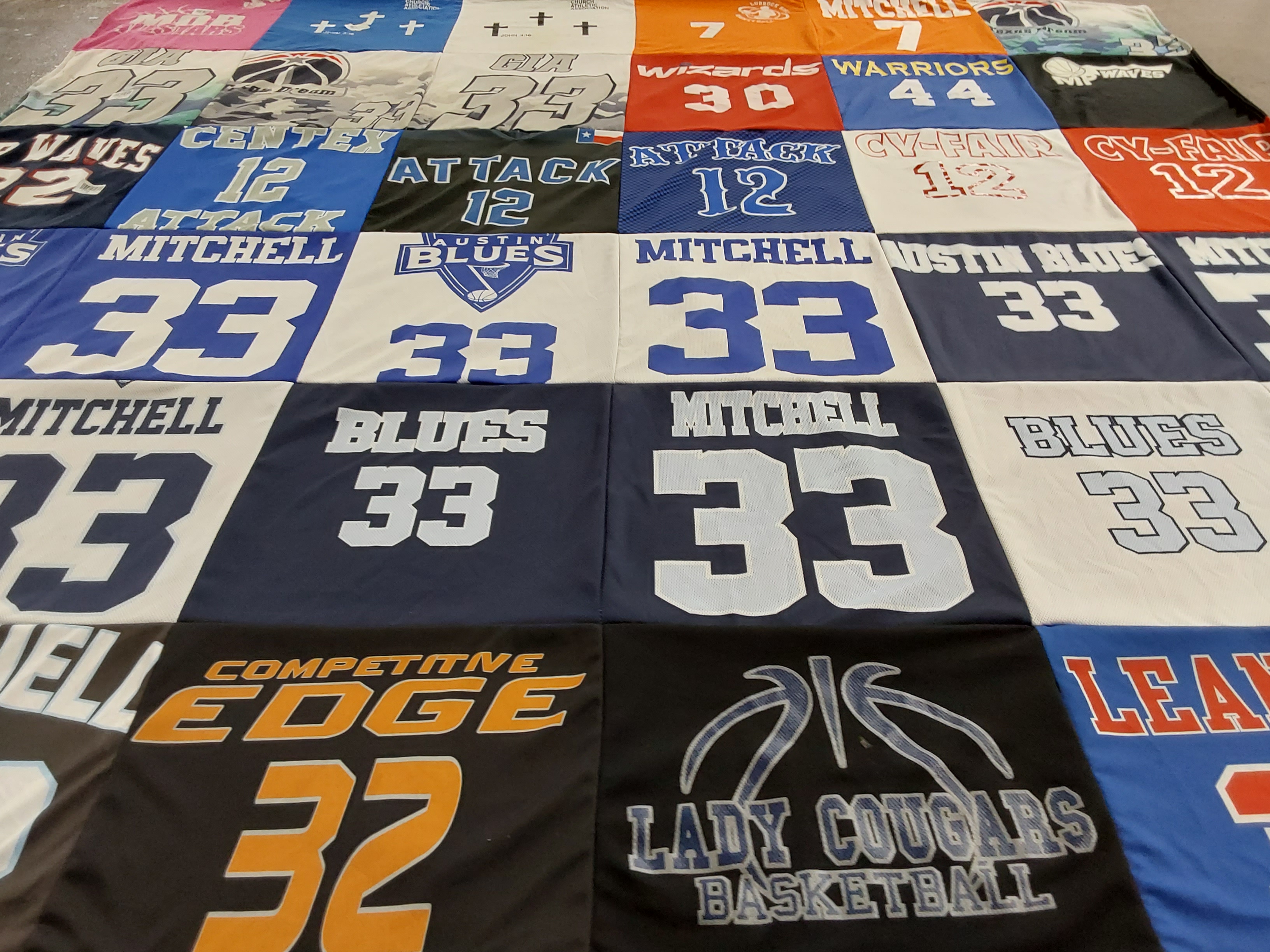 T-shirt quilt featuring austin blues, lady cougars basketball by Joann from TX