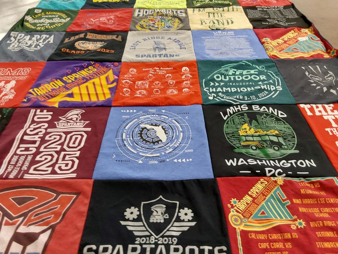 T-shirt quilt from lake minnesota high school, east ridge middle school by Nalani from FL