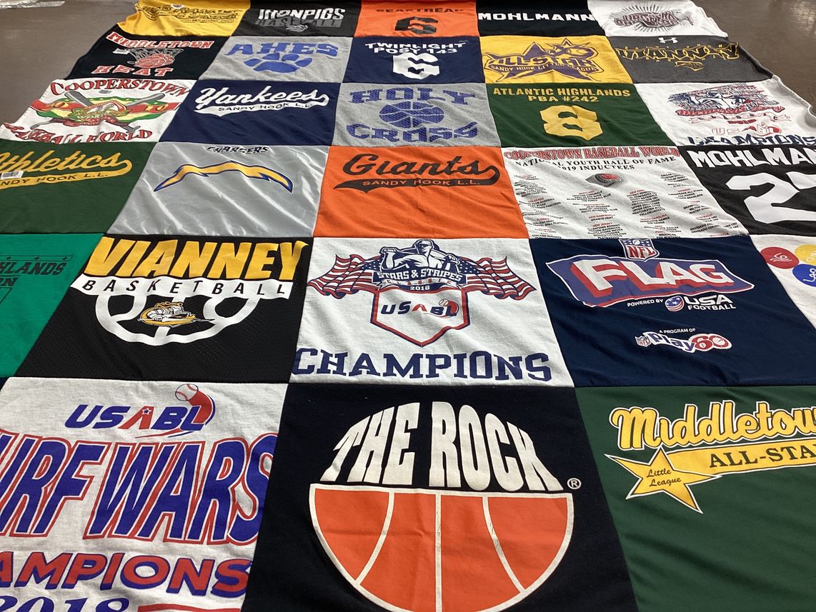 T-shirt quilt featuring yankees, vianney basketball by Kelly from NJ
