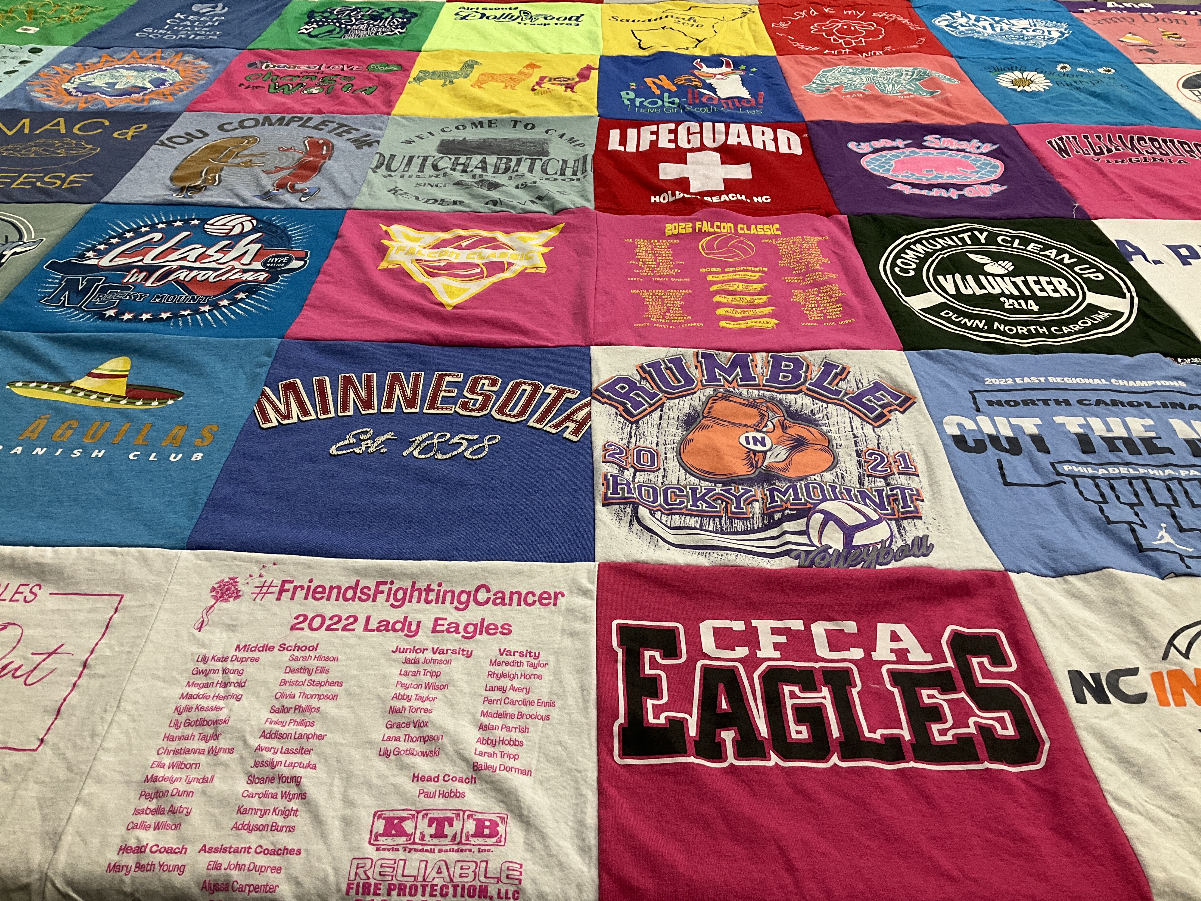 T-shirt quilt featuring lady eagles by Mindy from NC