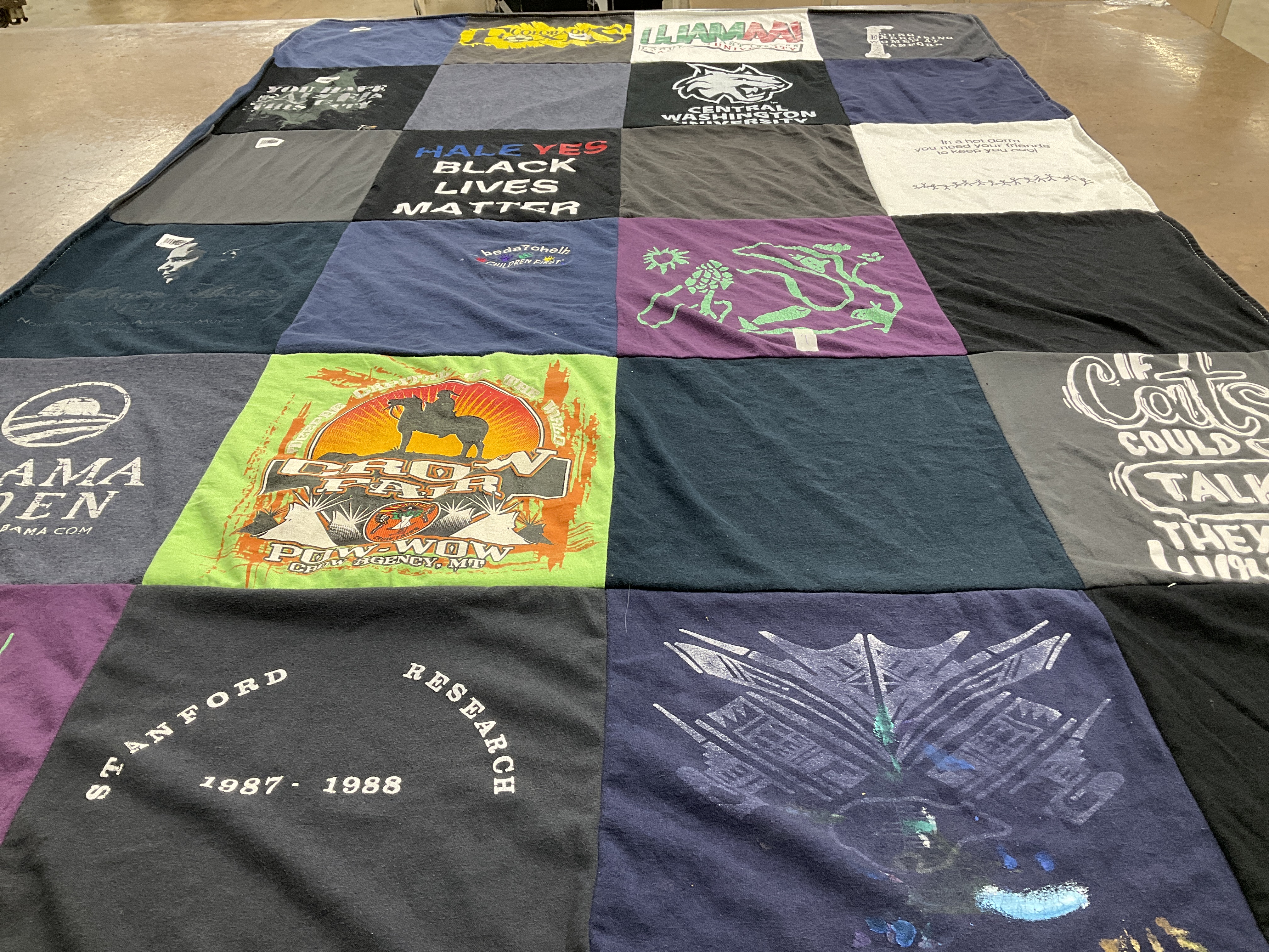 T-shirt quilt from central washington university, stanford university by Jennifer from WA