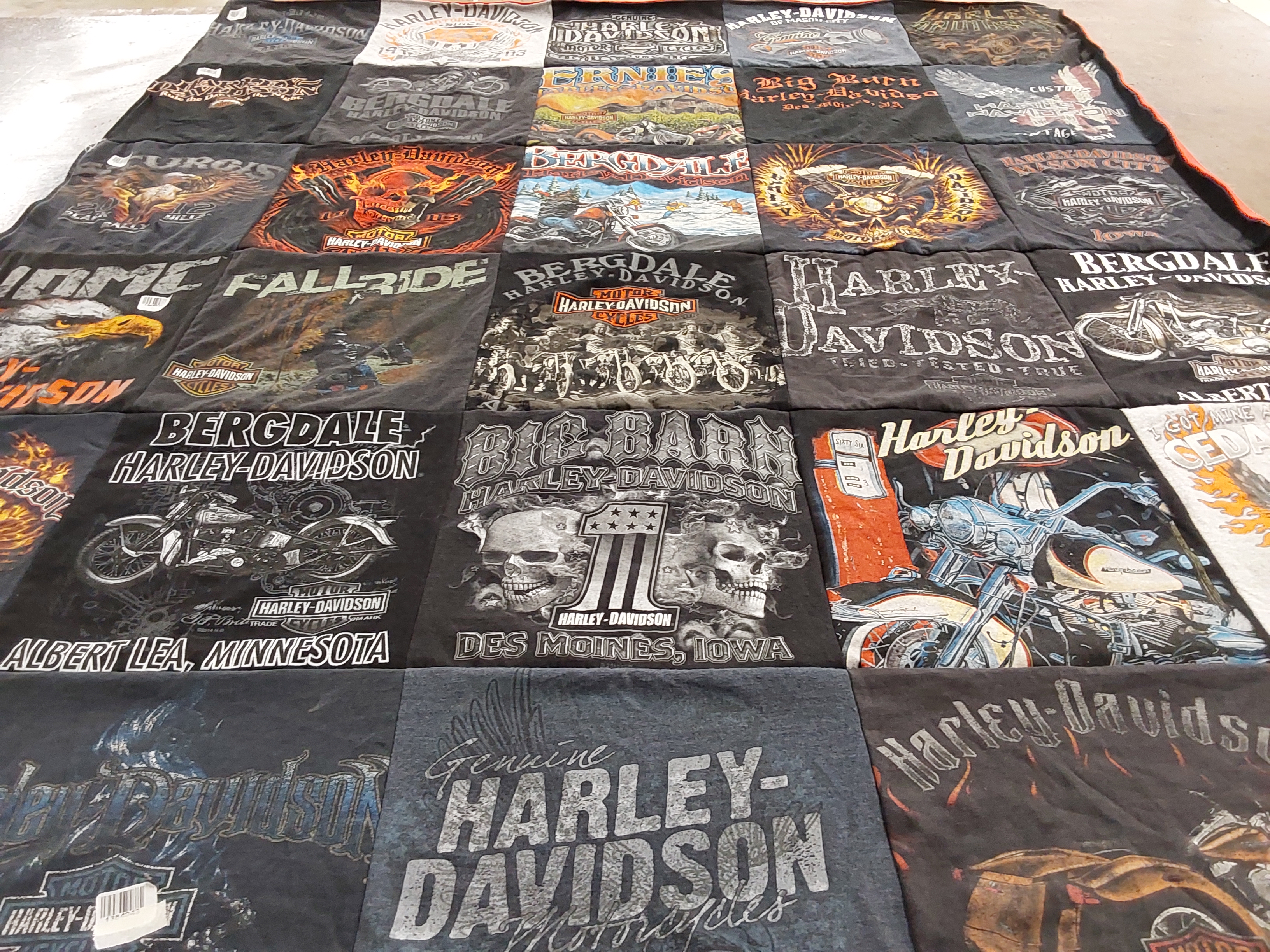 T-shirt quilt with motorcycles, biking themes by Michelle from IA